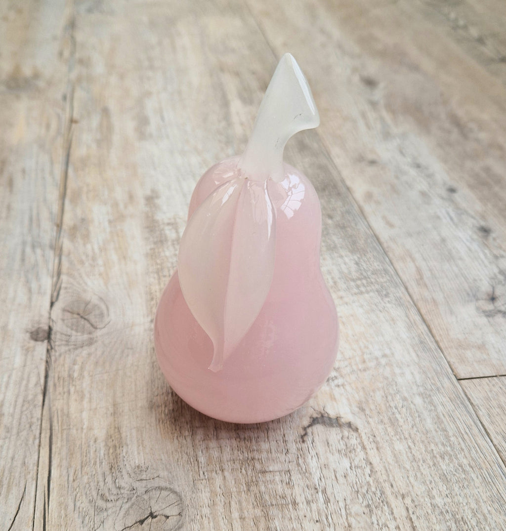 Pink Murano Glass Pear Ornament Archimede Seguso Alabastro Opaline 1950's Vintage Rare