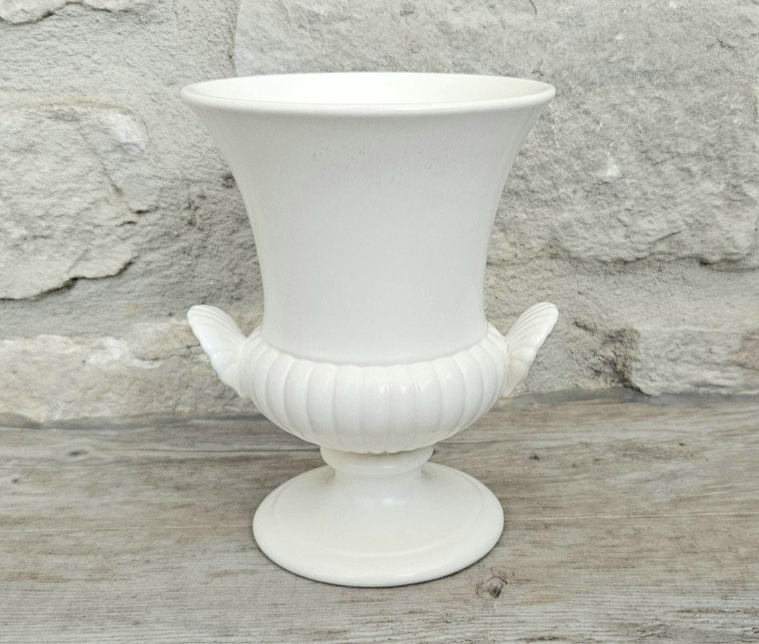 Vintage Wedgwood Moonstone Mantel Urn Vase 5 Inch Shell Handles Made in England Collectible Decor