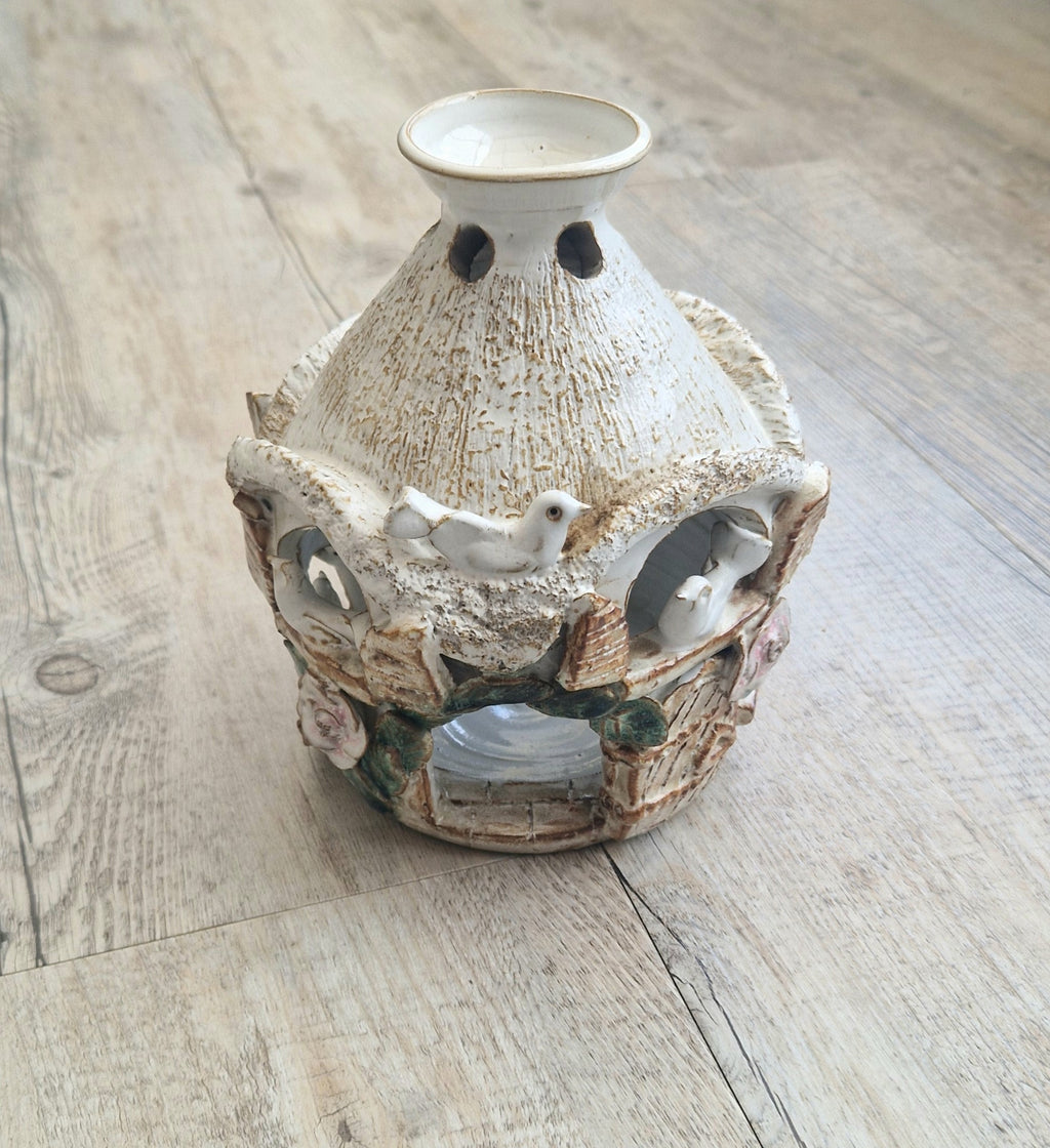 Vintage Pottery Large Bird House Essential oil Diffuser Handmade Pottery Ark Pottery Made England Heavy 1kg 135grams Dove Cote Bird House
