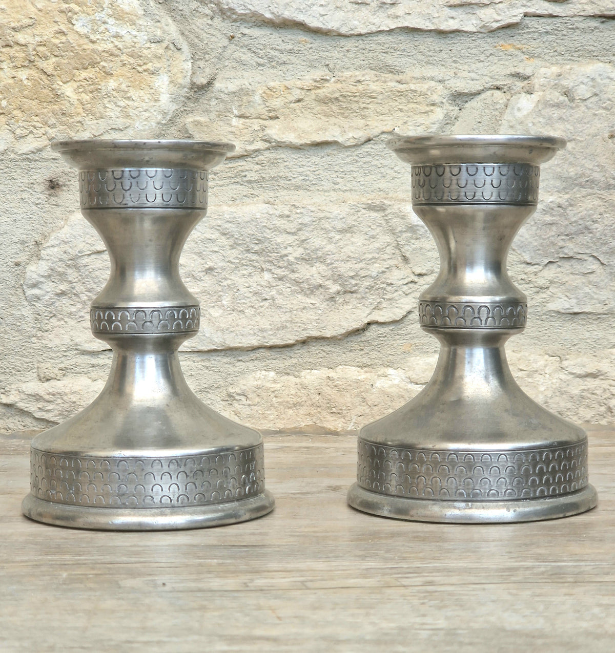 Vintage Norwegian Pewter Candlesticks Pair Olav Cook Mid Century Scandinavian Viking Decor