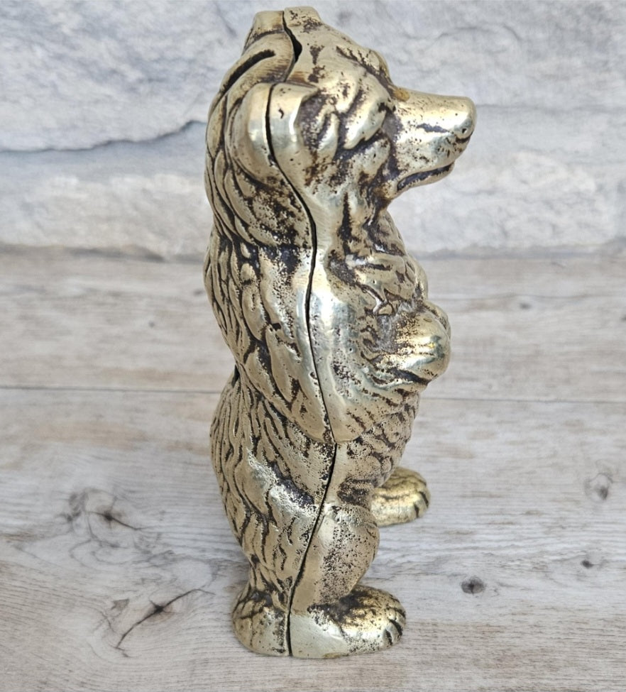 Brass Bear Money Box 15cm Tall Antique Victorian England