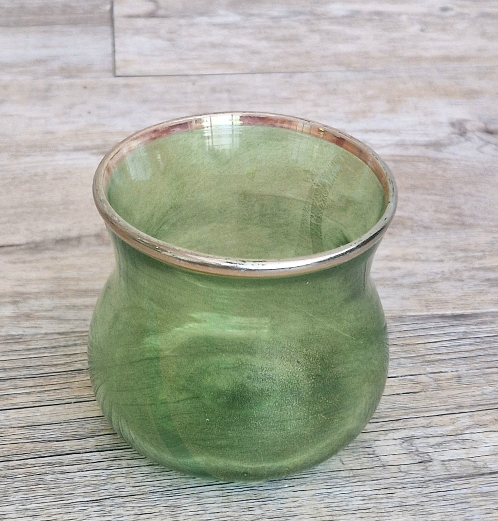 Antique Probable Salviati Dott. Murano Glass Small Beaker Green Gold Leaf, Venetian c.1875–1890, Handblown 13.5cm Rare