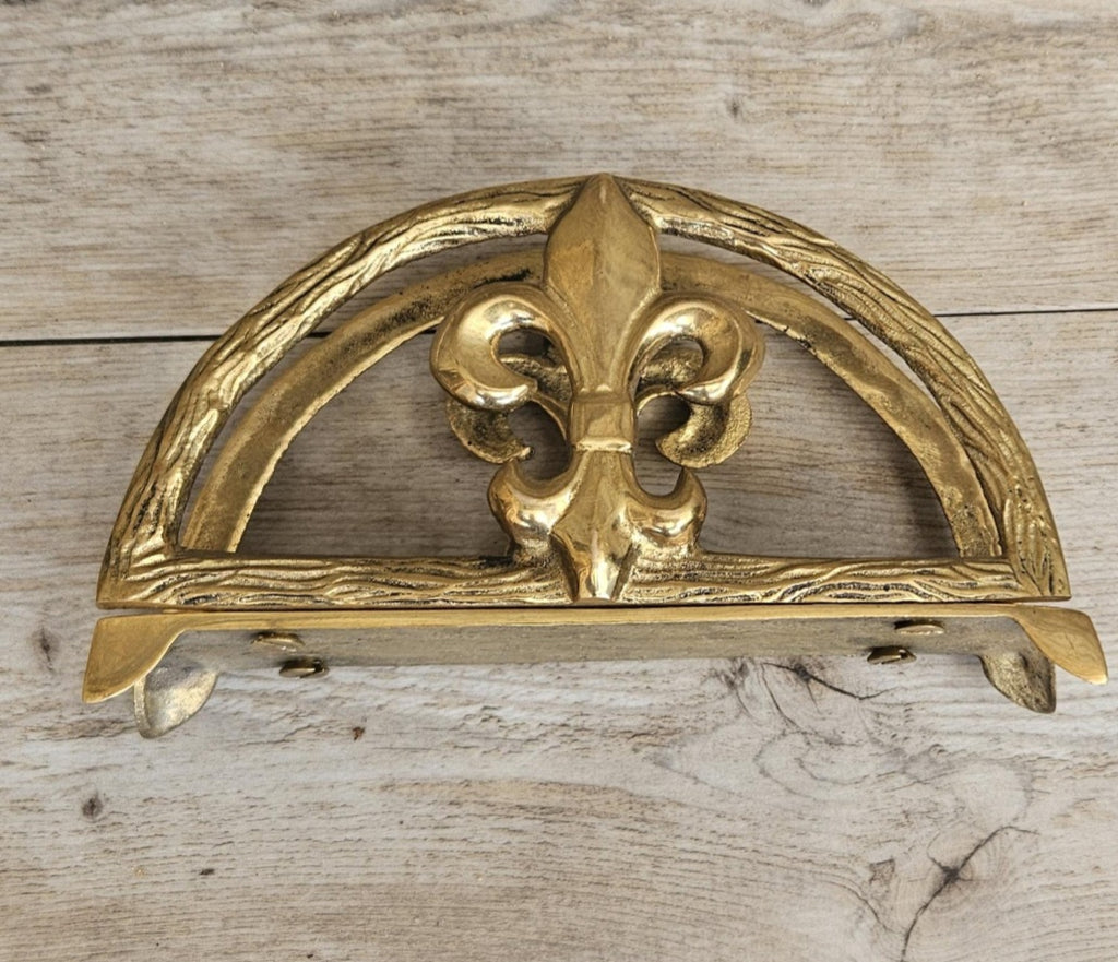 Midcentury Letter Rack Brass Fleur de Lys Design Hollywood Regency Decor