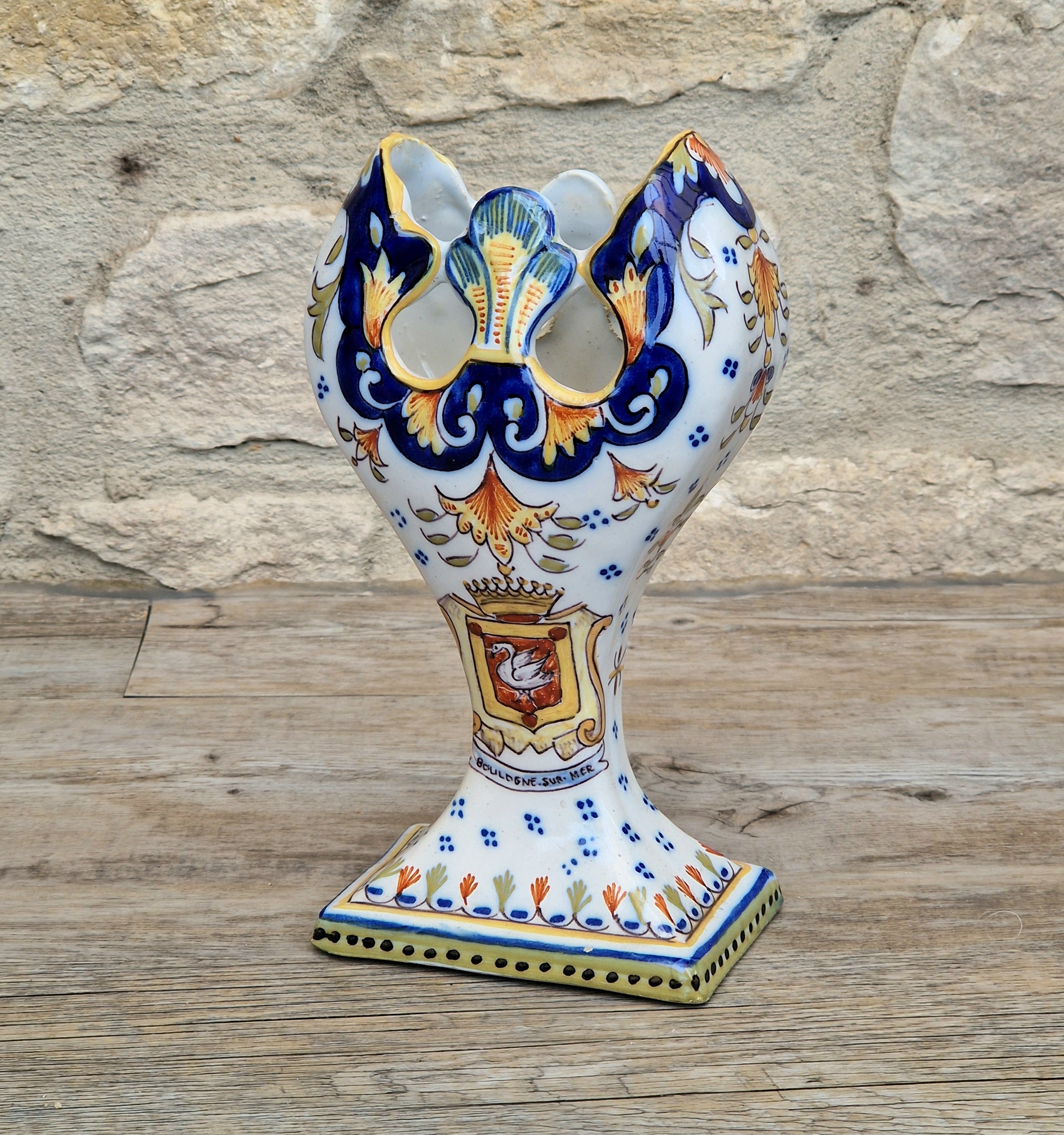 Geo Martel Faience Tulip Vase: Boulogne Sur Mer Art Nouveau Ceramic