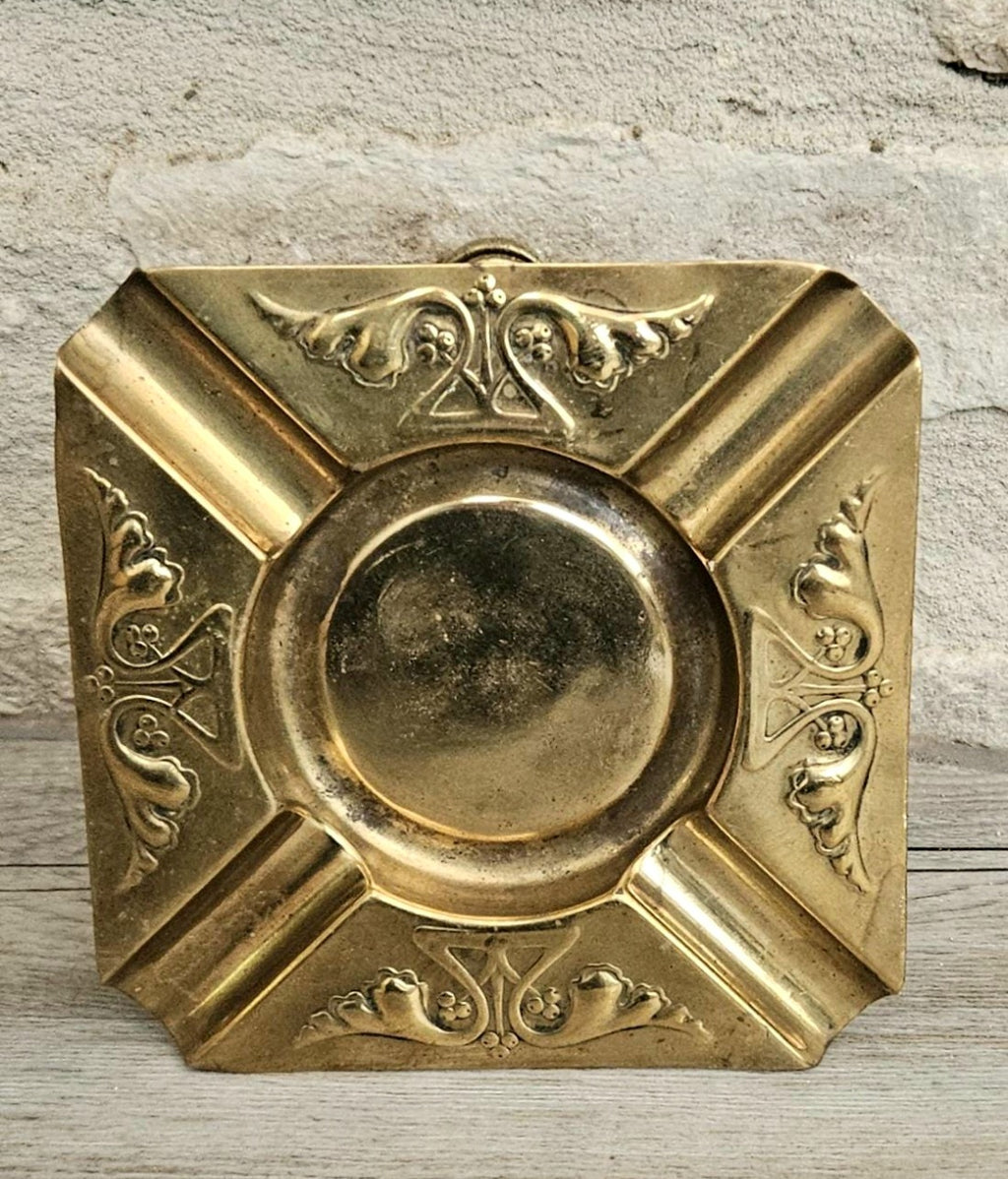 Antique Art Nouveau Brass Ashtray Joseph Sankey Made in England