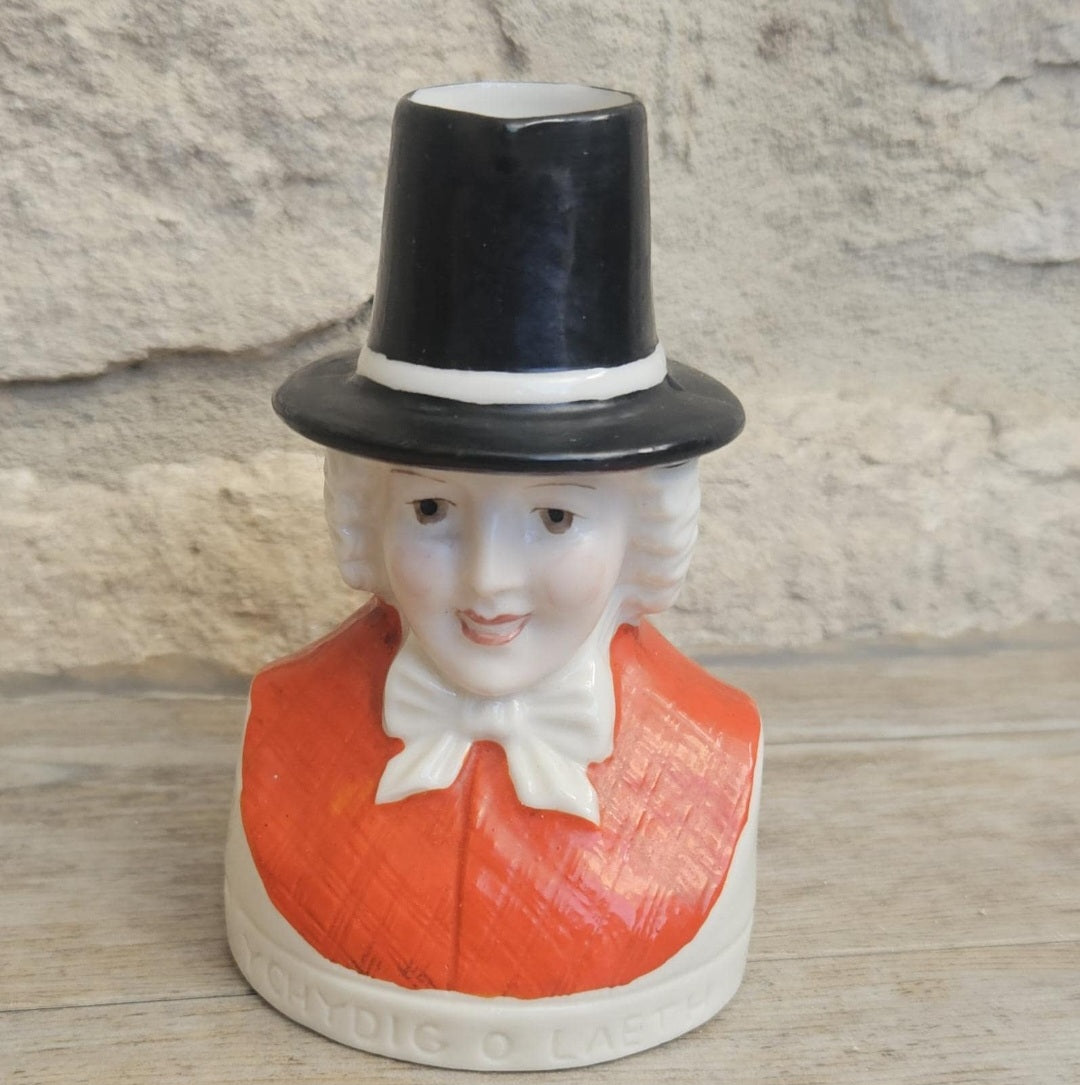 Antique Milk Jug Welsh Lady Head Ceramic WH Goss Ychydig O Laeth Edwardian 10cm