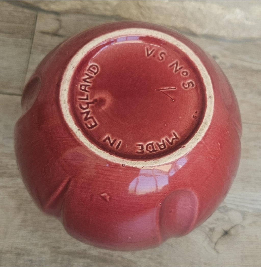 Vintage Art Deco Style Globe Vase Cerise Tulip Vase Made in England