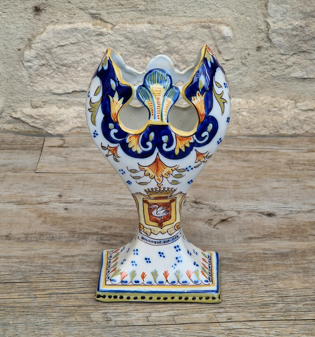 Geo Martel Faience Tulip Vase: Boulogne Sur Mer Art Nouveau Ceramic