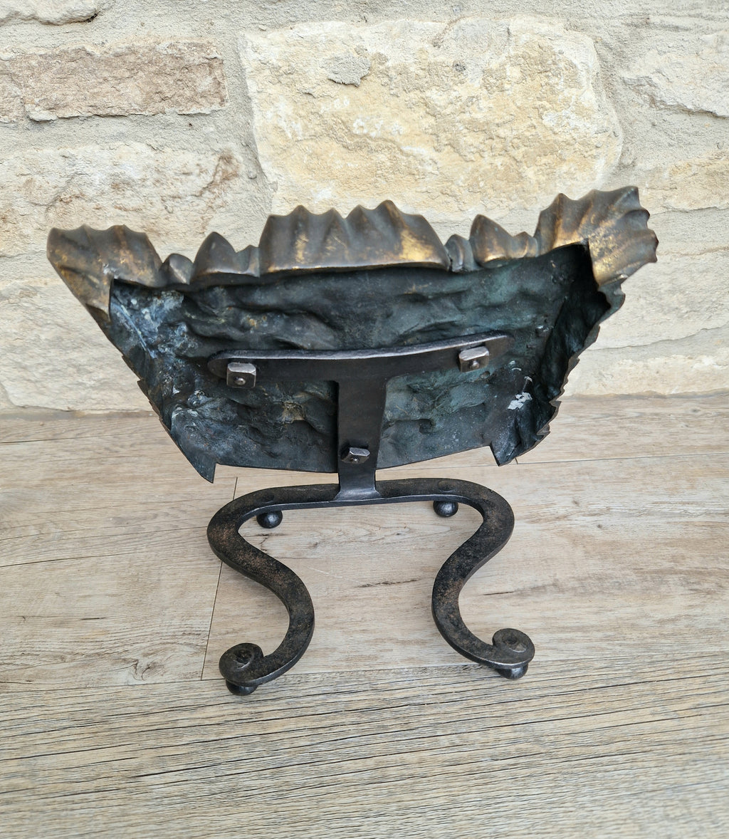 Antique Cast Bronze & Wrought Iron Acanthus Leaf Rococo Book Rest Stand