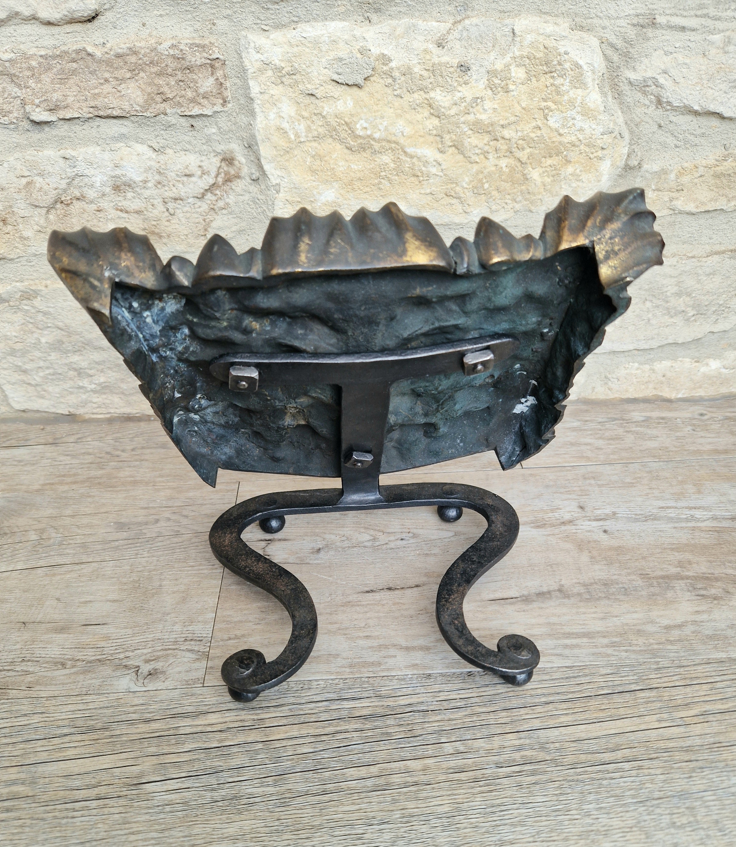 Antique Cast Bronze & Wrought Iron Acanthus Leaf Rococo Book Rest Stand