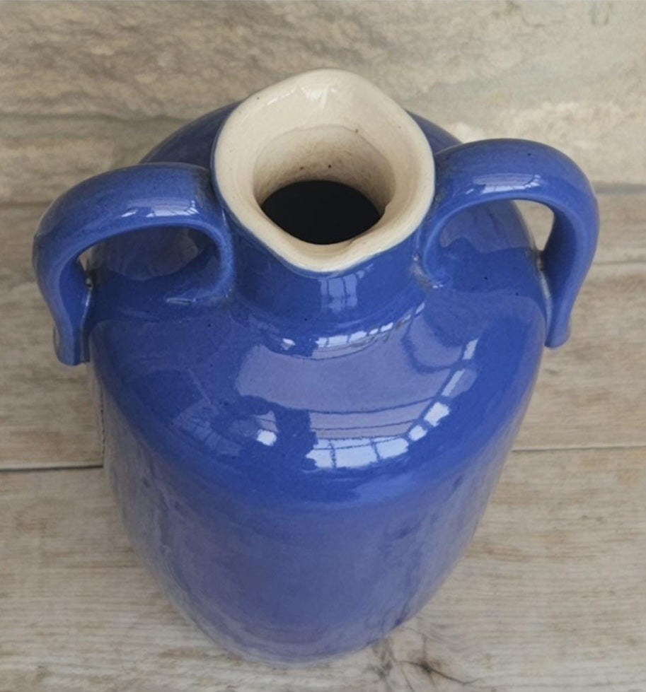 Antique Royal Doulton Vase Blue Stoneware Made in England 8" Tall