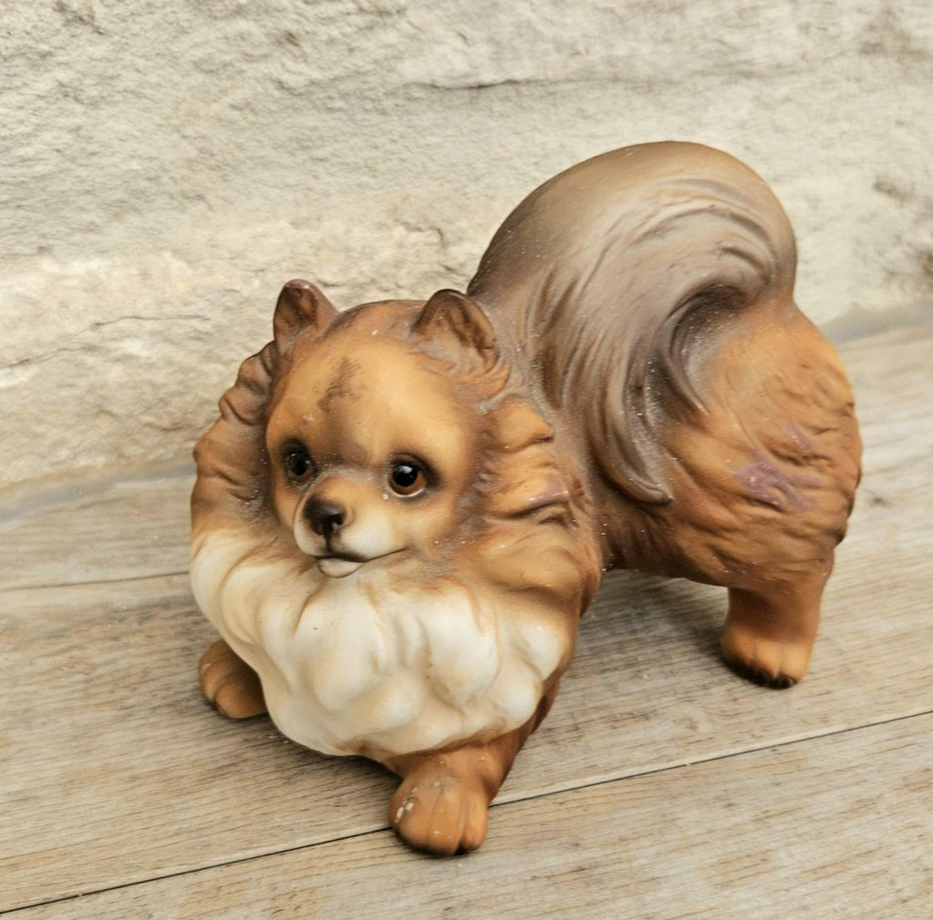 Vintage Ceramic Pomeranian Dog Ornament Figure Harvey Knox 8cm X 8cm