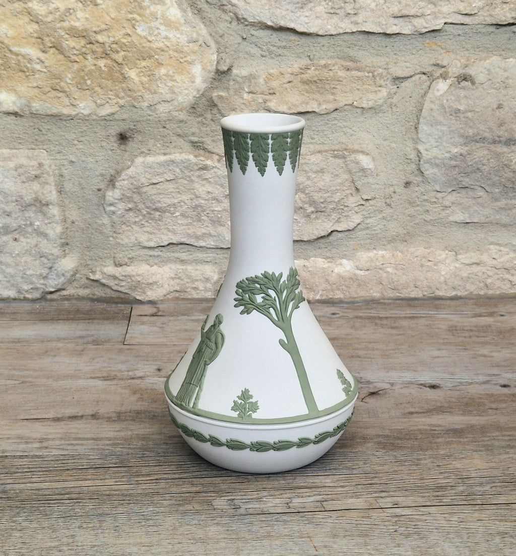 Vintage Wedgwood Jasperware Sage on White Parnassus Vase