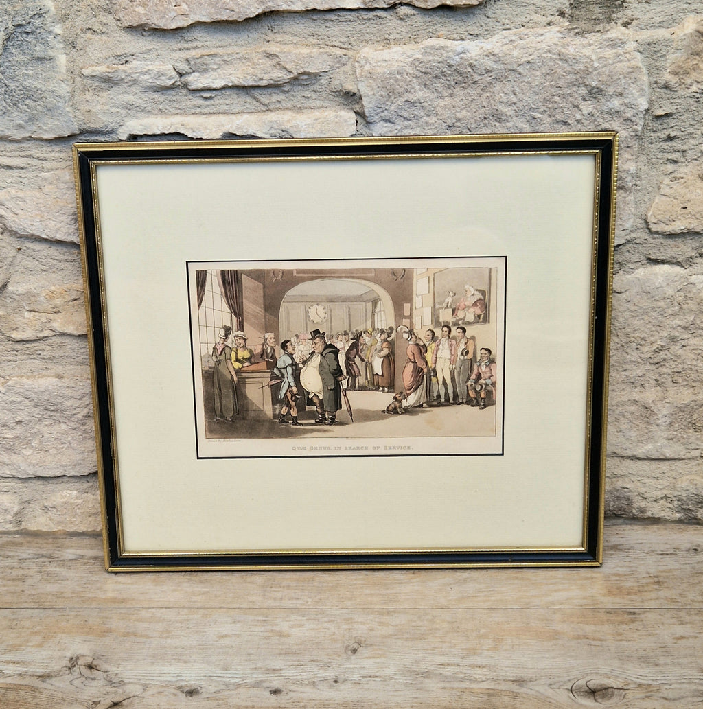 Thomas Rowlandson Lithograph Print 'Quae Genus, In Search Of Service' Framed Wall Art