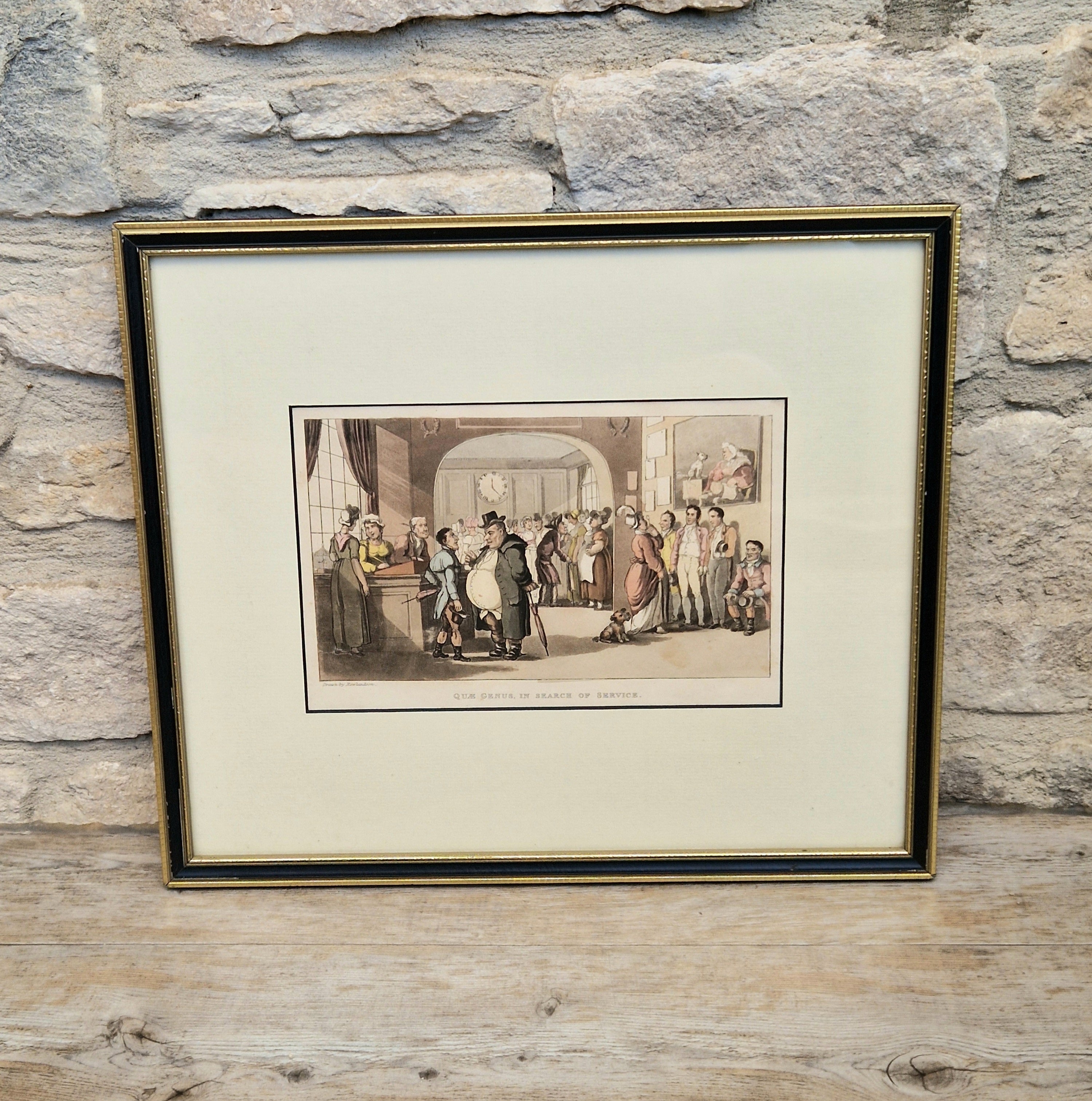 Thomas Rowlandson Lithograph Print 'Quae Genus, In Search Of Service' Framed Wall Art