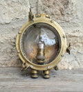 Rare Original Antique Solid Brass Submarine 'Turtle' Bulkhead Wall Light Fixture