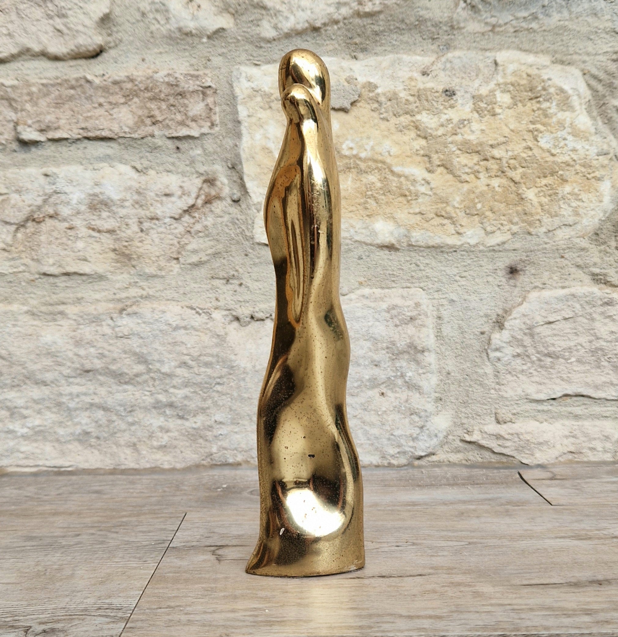 Solid Bronze 'Mother & Child' Figure Biomorphic Abstract 1970s Organic Sculpture Vintage 1.2kg