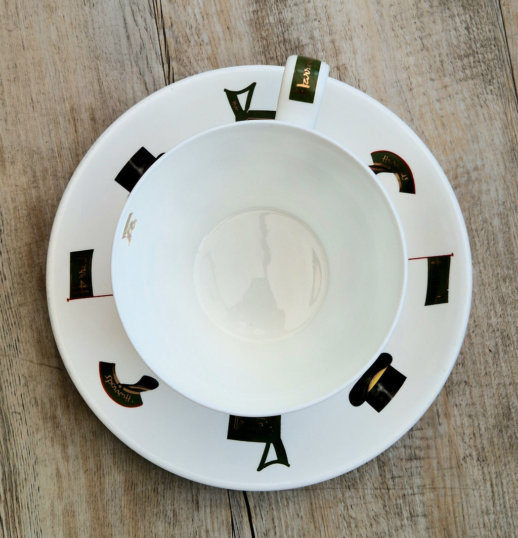 Vintage Harrods Knightsbridge London Bear Bone China Extra Large Breakfast Cup & Saucer 1 Pint