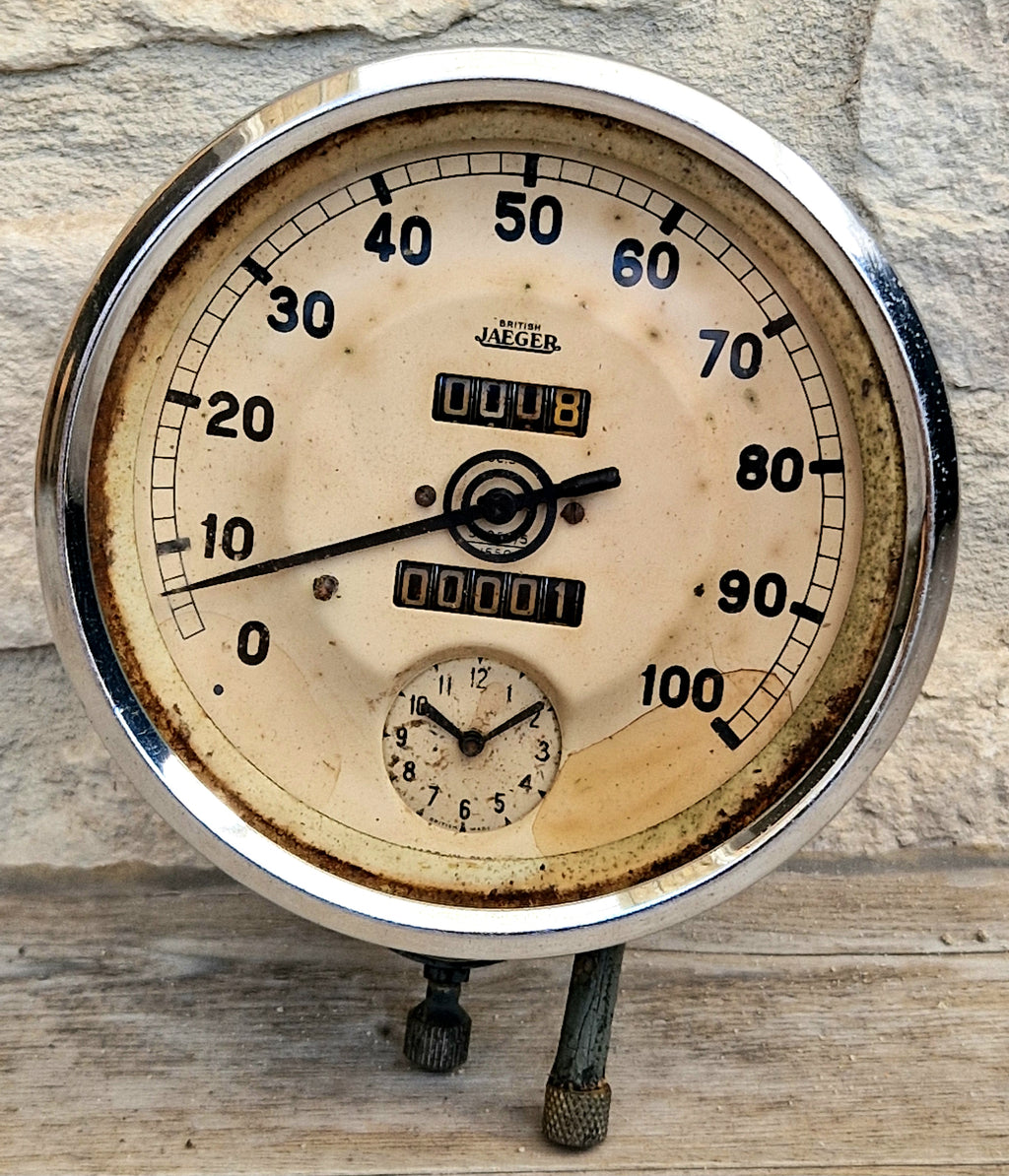 British Jaeger SC54 Sports Model Car Speedometer Clock Dashmount Vintage Pre-war Speedometer