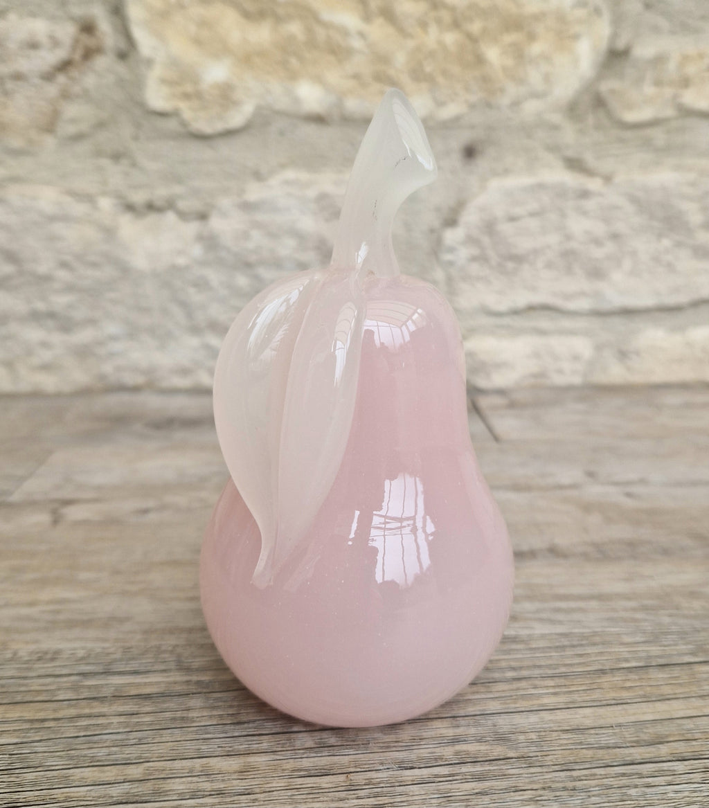 Pink Murano Glass Pear Ornament Archimede Seguso Alabastro Opaline 1950's Vintage Rare