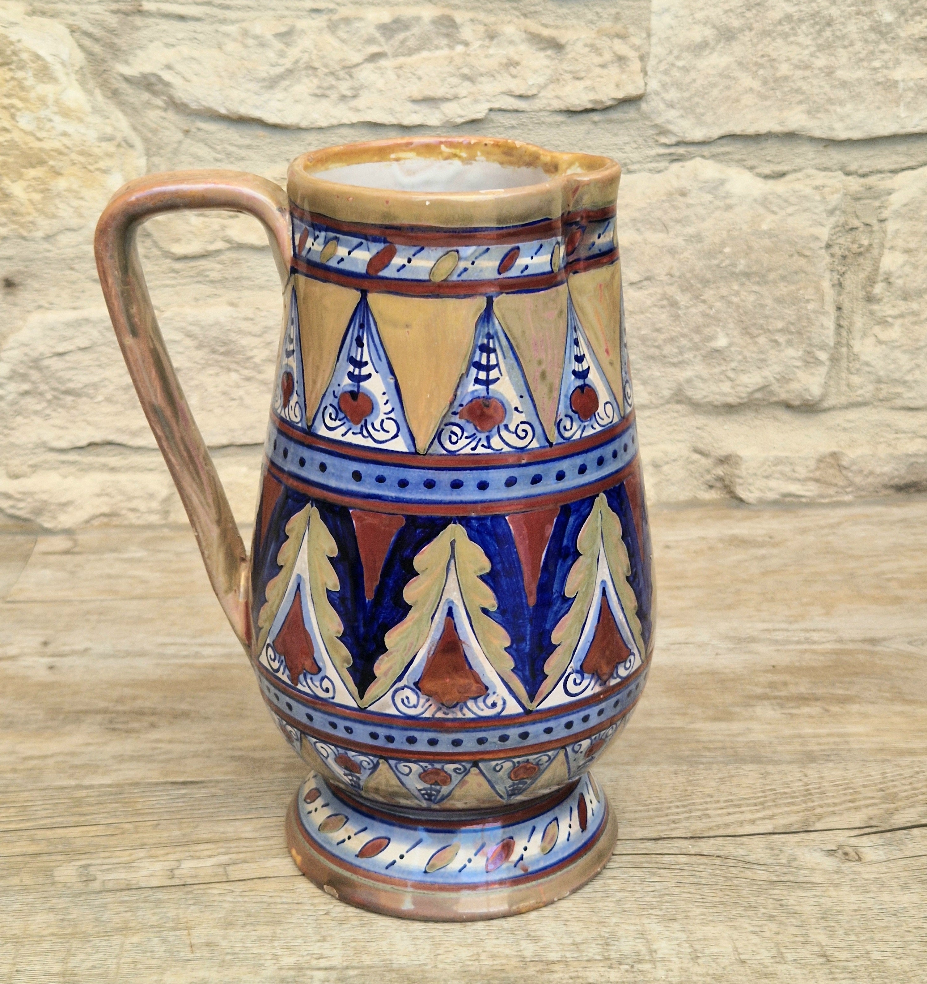 Art Deco Alberto Rubboli Italian Majolica Pitcher Jug Gualdo Tadino Italy Antique 1920