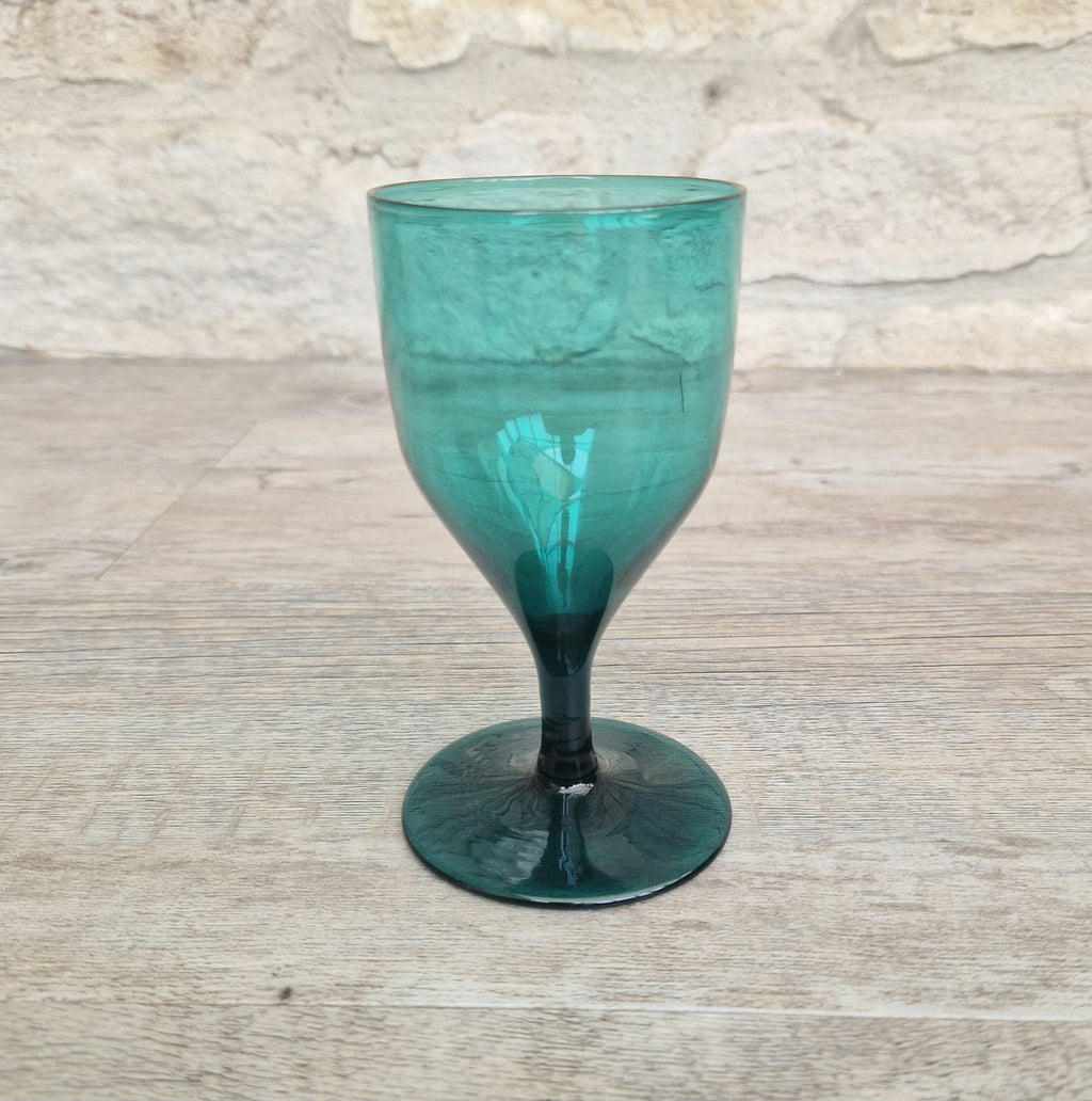Fine Antique Georgian Tulip Bowl Green Wine Glass Snap Pontil c.1830