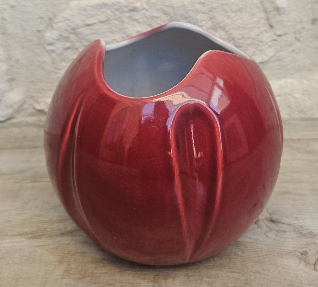 Vintage Art Deco Style Globe Vase Cerise Tulip Vase Made in England