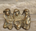 Vintage Brass Three wise Monkeys Figure Hear, See and Speak no Evil