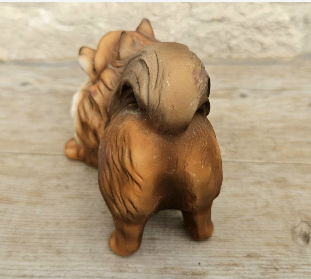 Vintage Ceramic Pomeranian Dog Ornament Figure Harvey Knox 8cm X 8cm