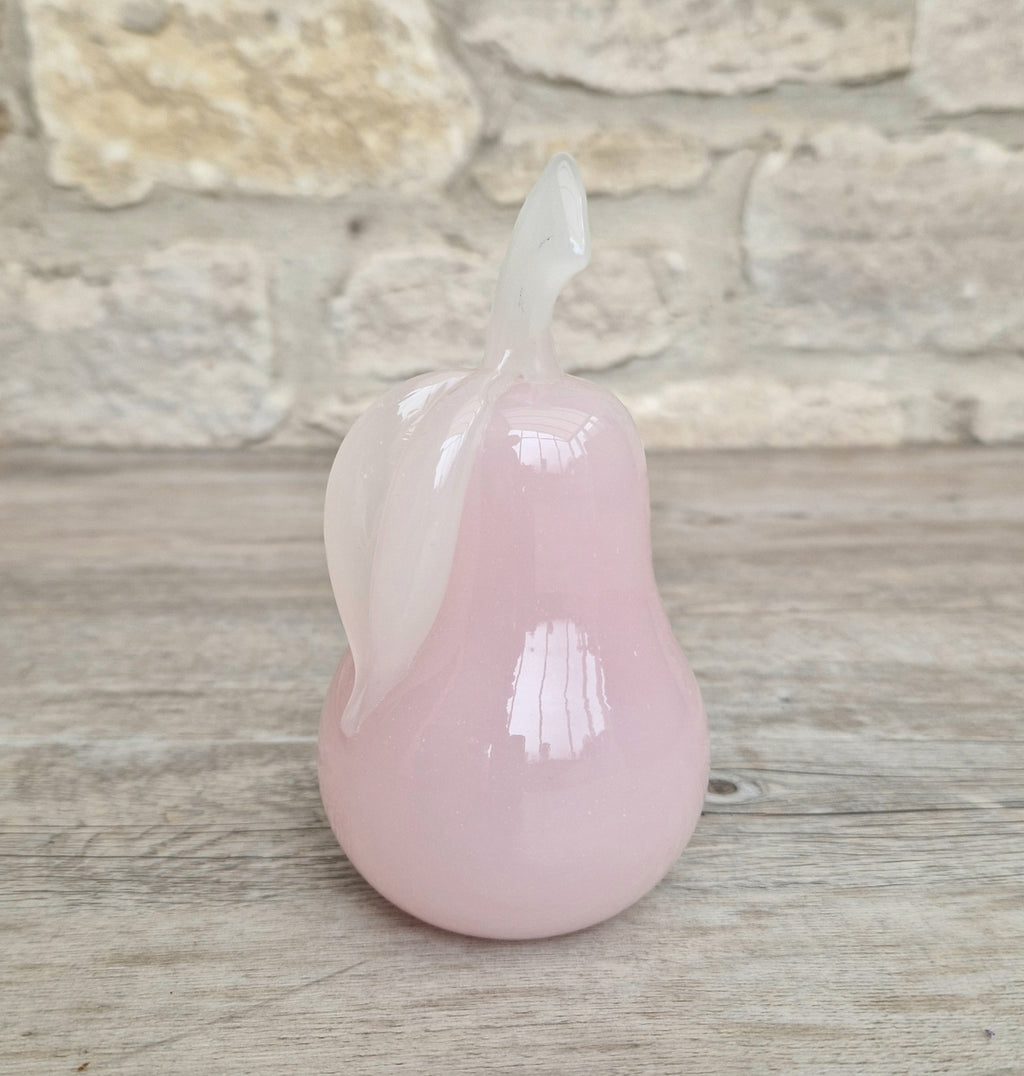 Pink Murano Glass Pear Ornament Archimede Seguso Alabastro Opaline 1950's Vintage Rare