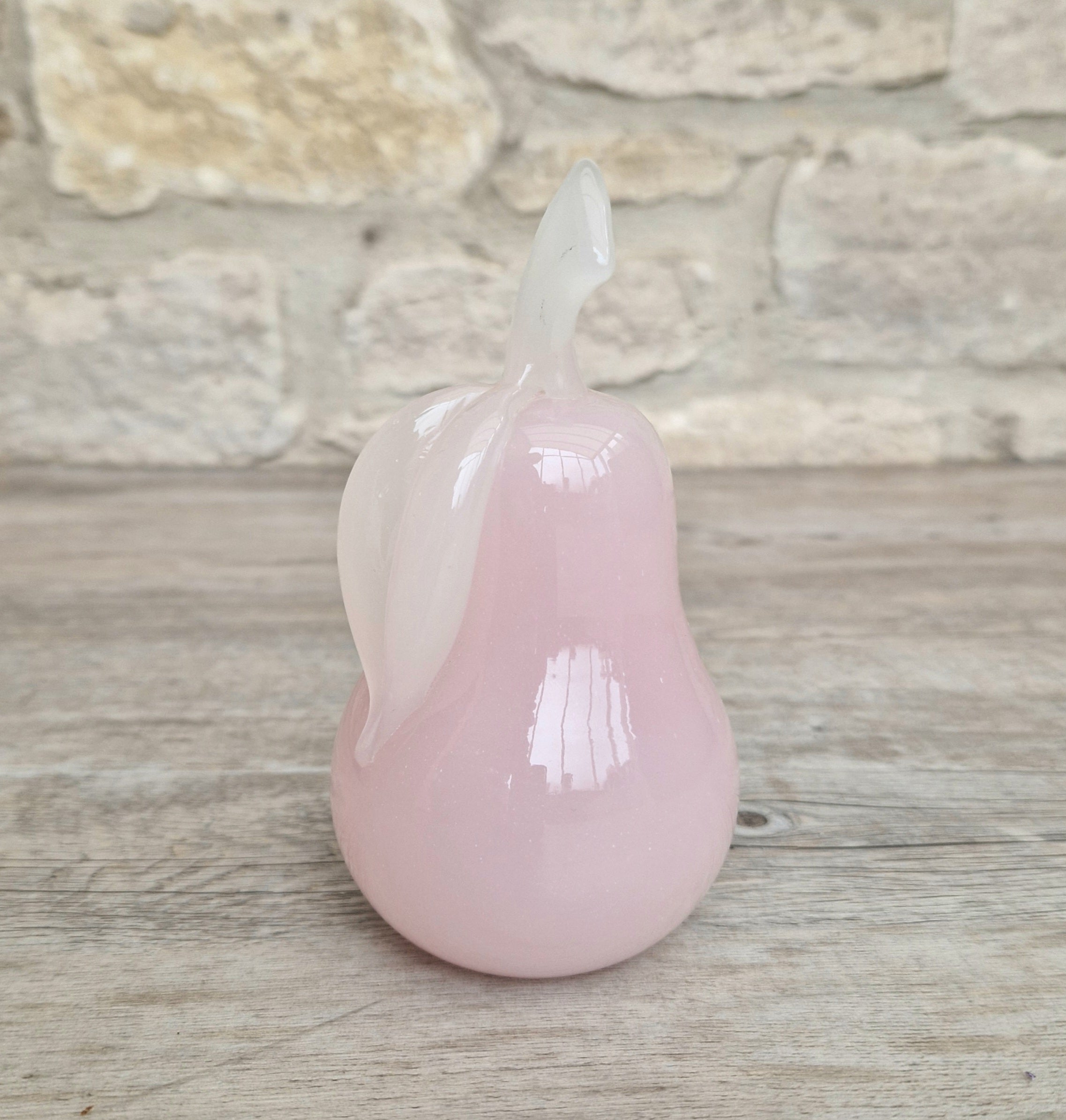 Pink Murano Glass Pear Ornament Archimede Seguso Alabastro Opaline 1950's Vintage Rare