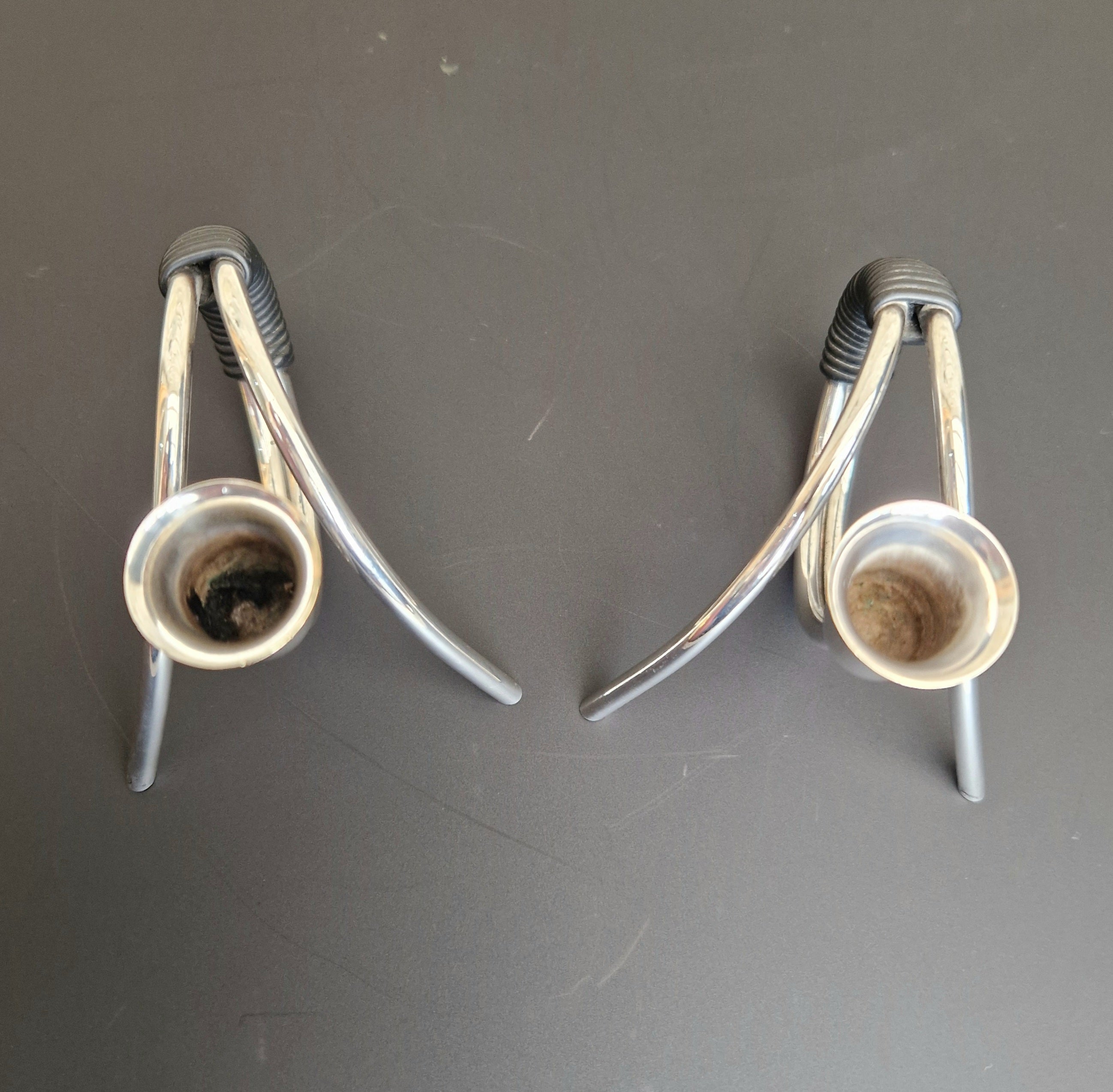 Danish Modern Miniature Silver Plated Candlesticks Carl F. Christiansen Pair
