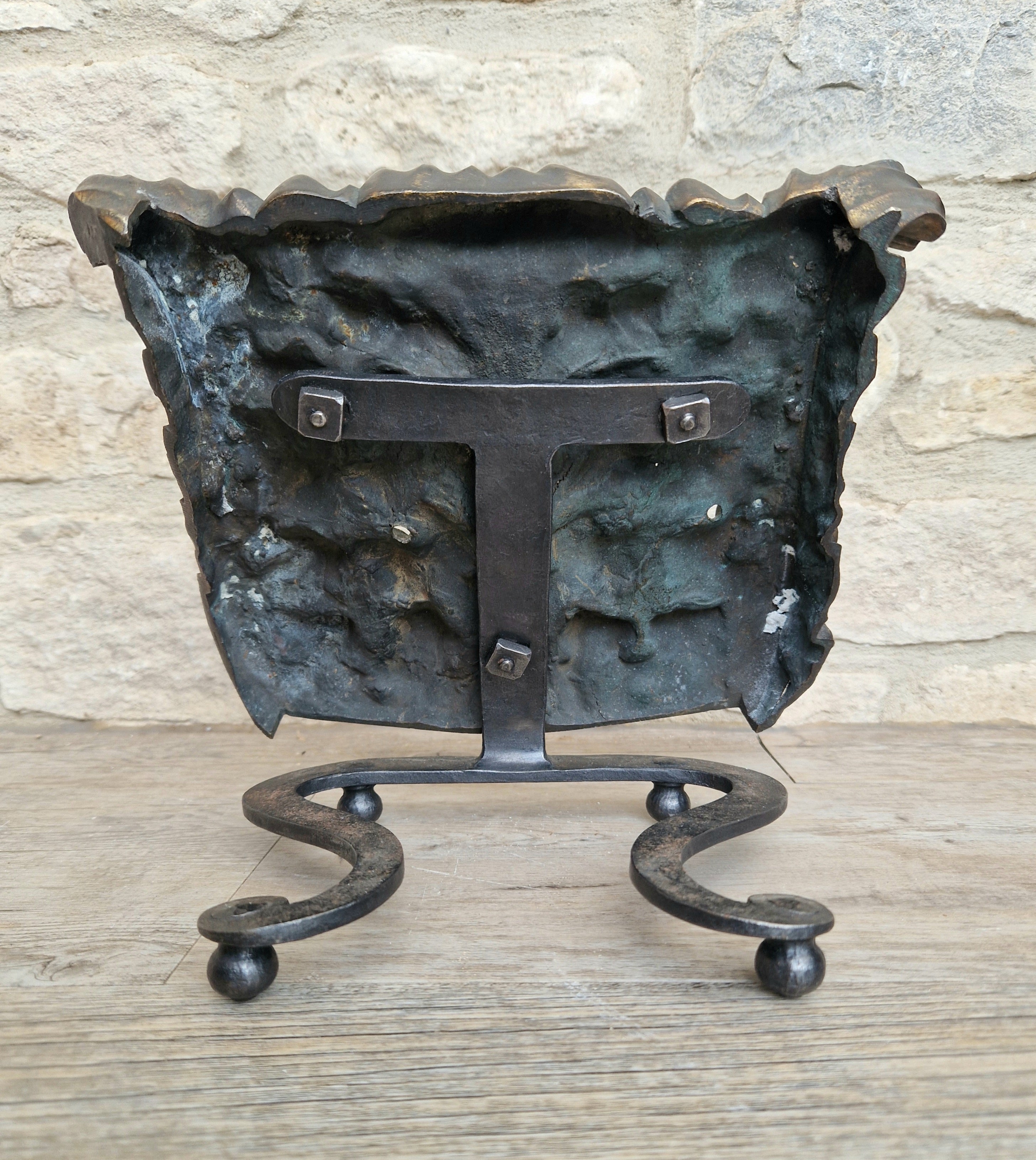 Antique Cast Bronze & Wrought Iron Acanthus Leaf Rococo Book Rest Stand