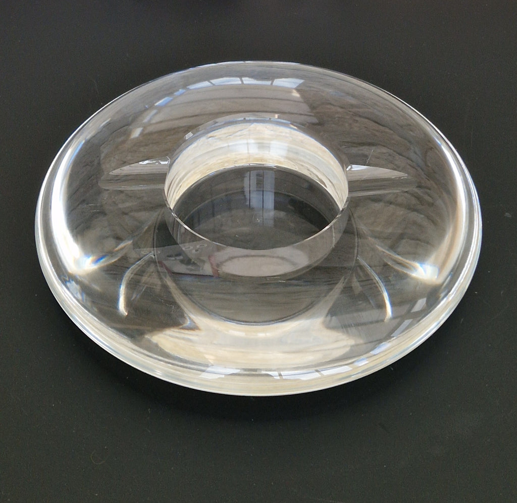 Heavy Clear Crystal Glass Discus Cigar Table Ashtray 23cm Diameter