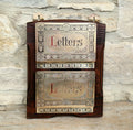 Antique Arts & Crafts Brass And Quarter Sawn Oak Gentleman's Wall Letter Rack