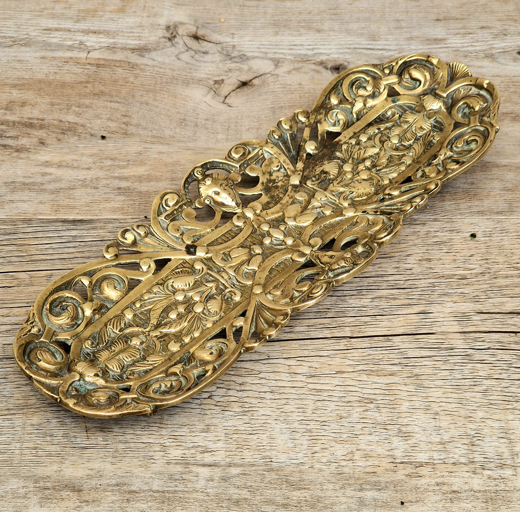 Antique Renaissance Revival Cast Brass Pen Tray