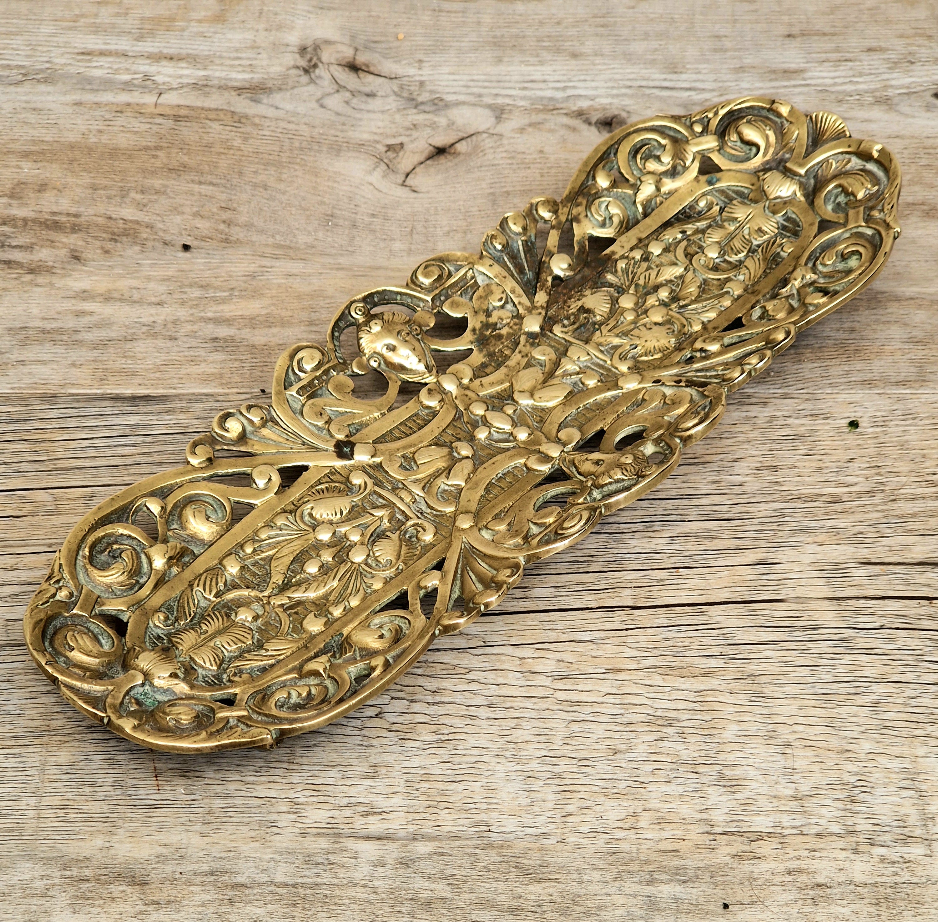Antique Renaissance Revival Cast Brass Pen Tray