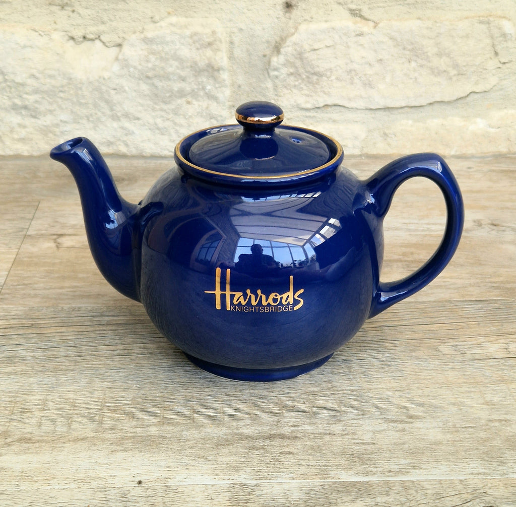 Harrods London Teapot Large Blue 2 Pint Sadler Made in England Vintage Collectible Kitchenware