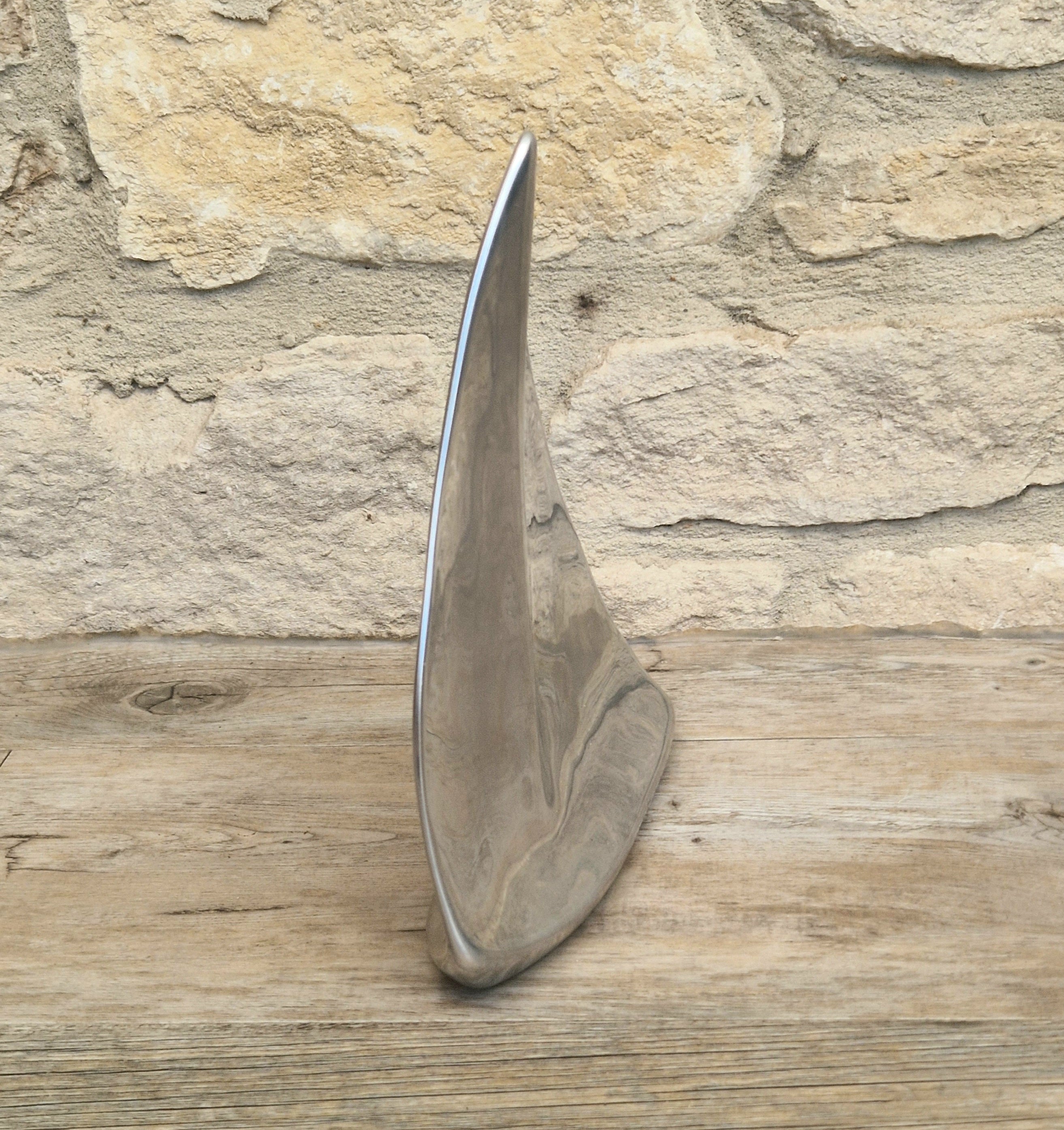 Vintage Hoselton Sailboat Stylised Aluminium Sculpture Signed Minimalist Nautical Decor