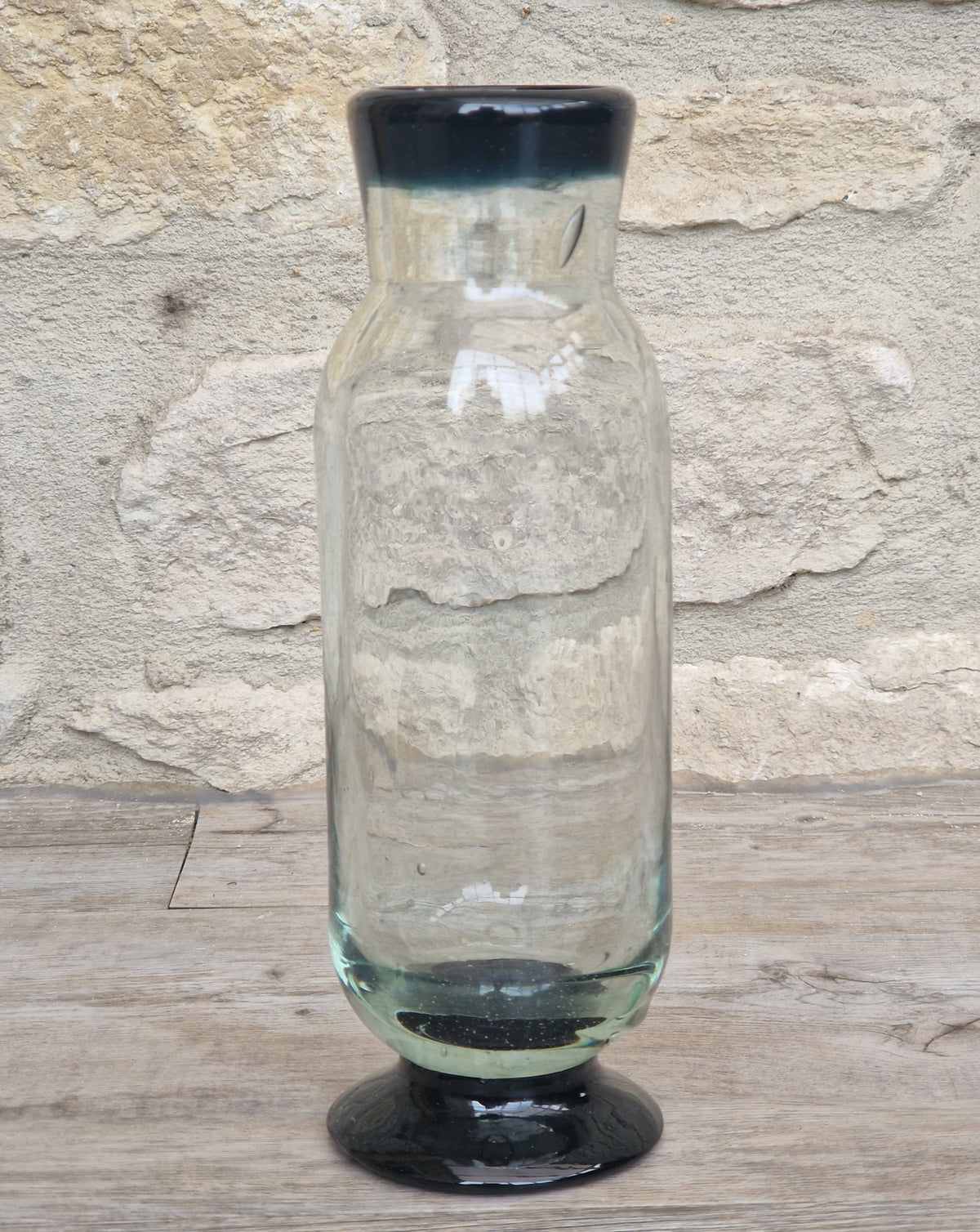 Rare Antique Regency Apothecary Jar c. 1800-1830 English Heavy Lead Crystal Specimen Glass with Fused Inky Blue-Black Rim & Foot
