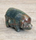 Vintage Fine Carved Moss Agate Standing Pig Figure Ornament 6.3cm
