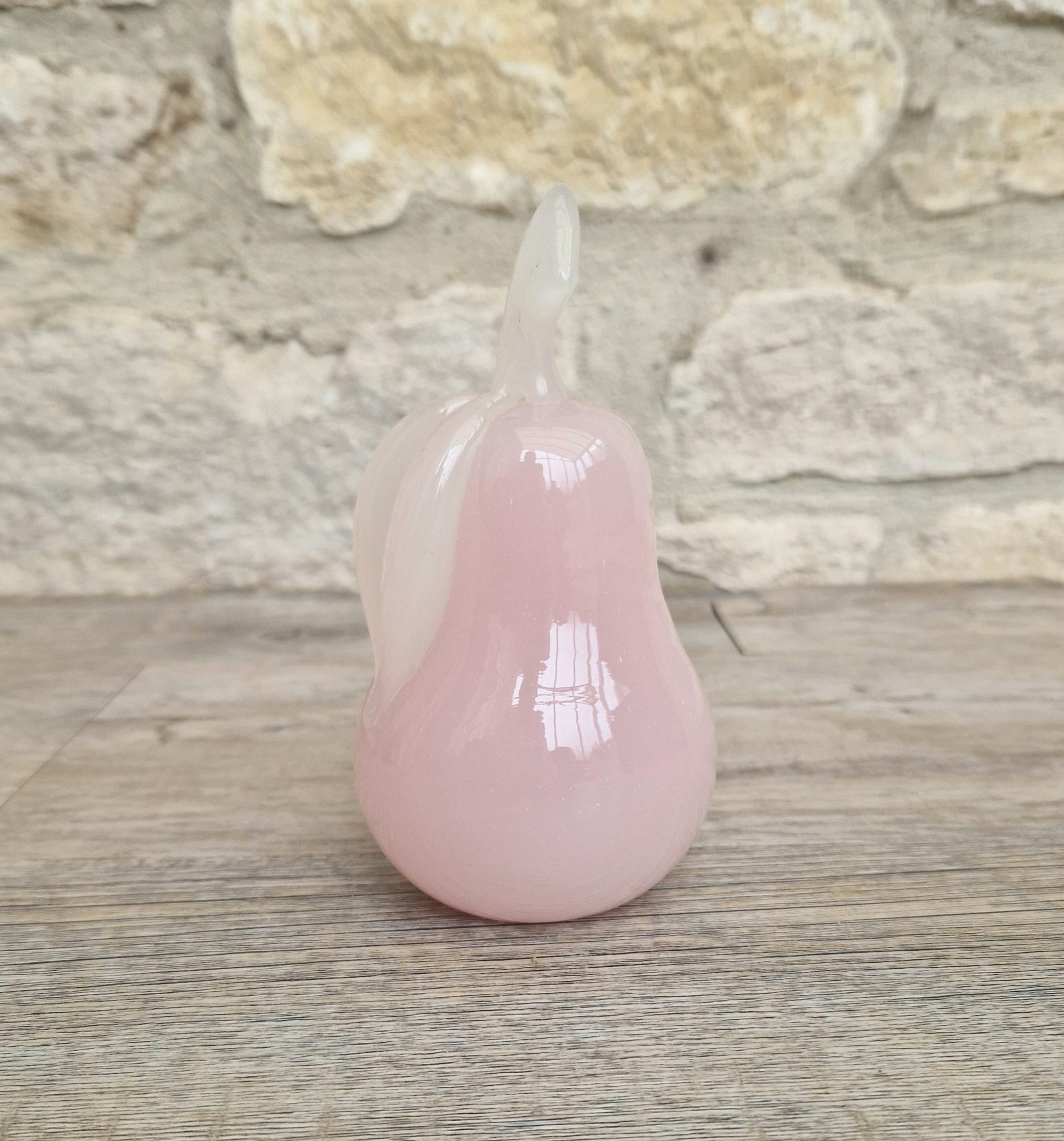 Pink Murano Glass Pear Ornament Archimede Seguso Alabastro Opaline 1950's Vintage Rare