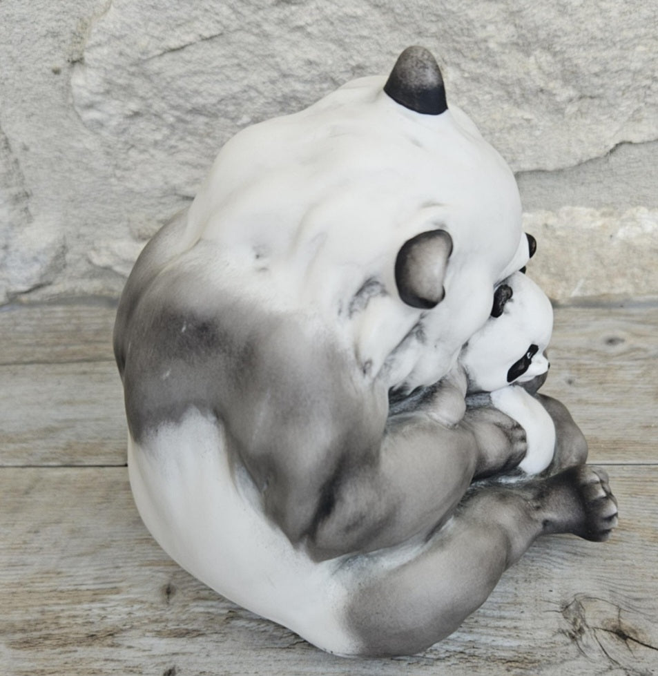 Vintage Panda with Cub Ornament Figure Italy Signed Beautiful Quality Guiseppi Armani Florence