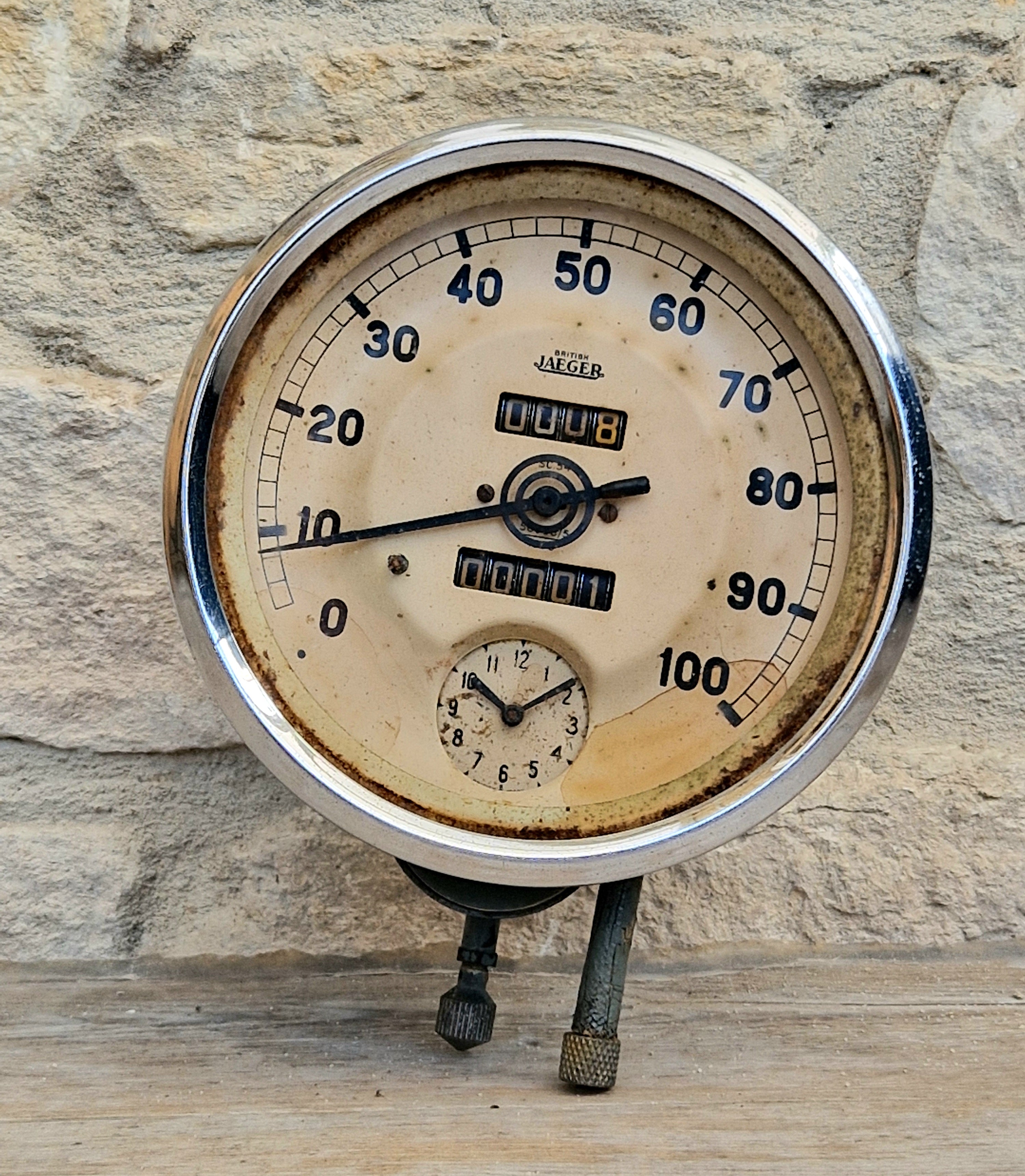 British Jaeger SC54 Sports Model Car Speedometer Clock Dashmount Vintage Pre-war Speedometer