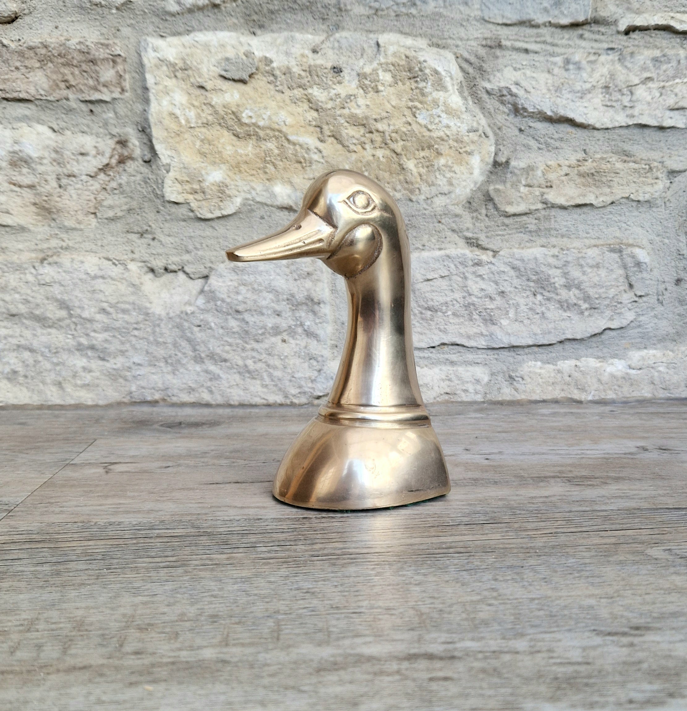 1950s Brass Duck Head Figurine Single Brass Duck Bookend Ornament