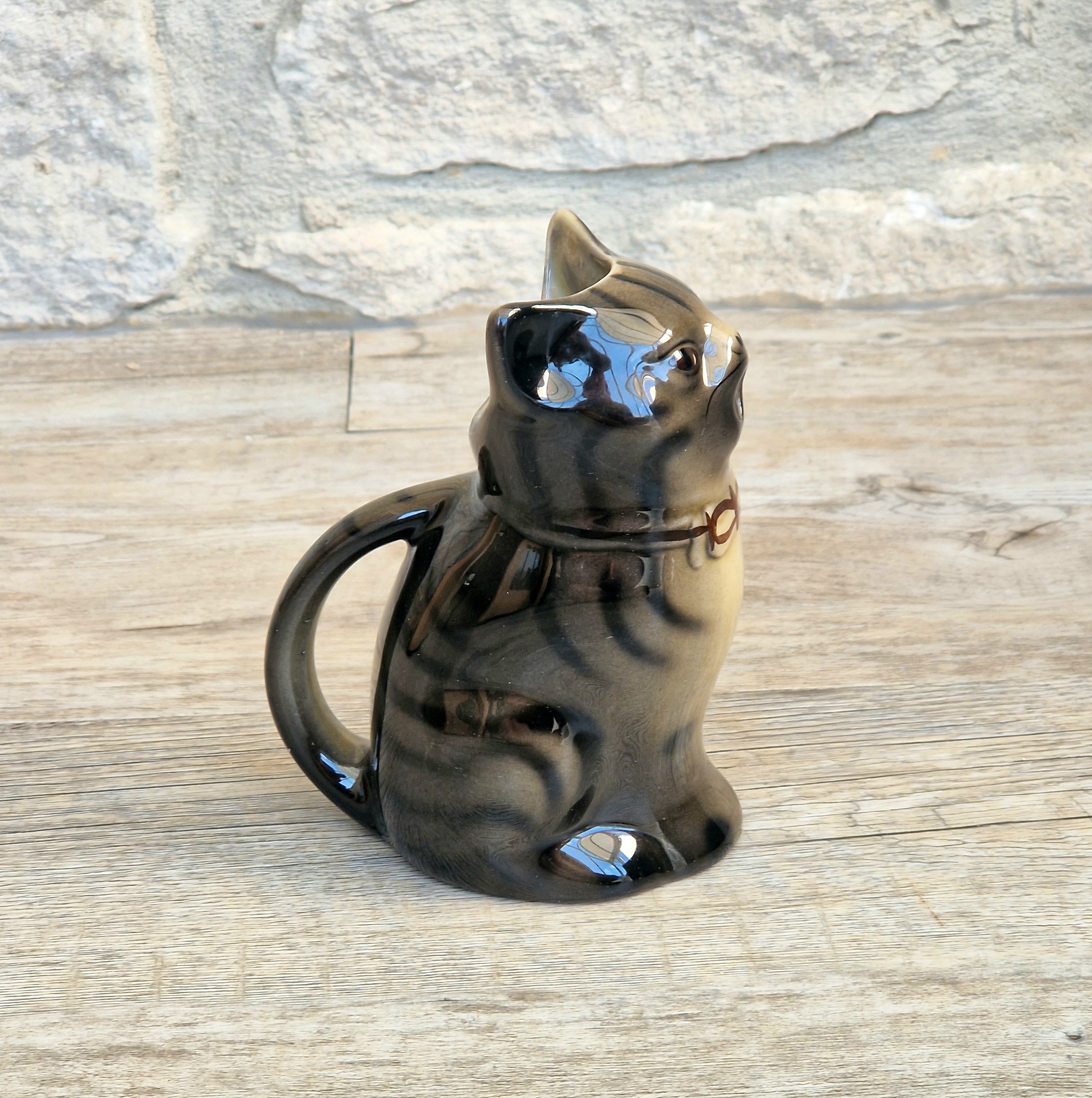 Vintage 1970's Tony Wood Studio Ceramic Bengal Cat Creamer Jug