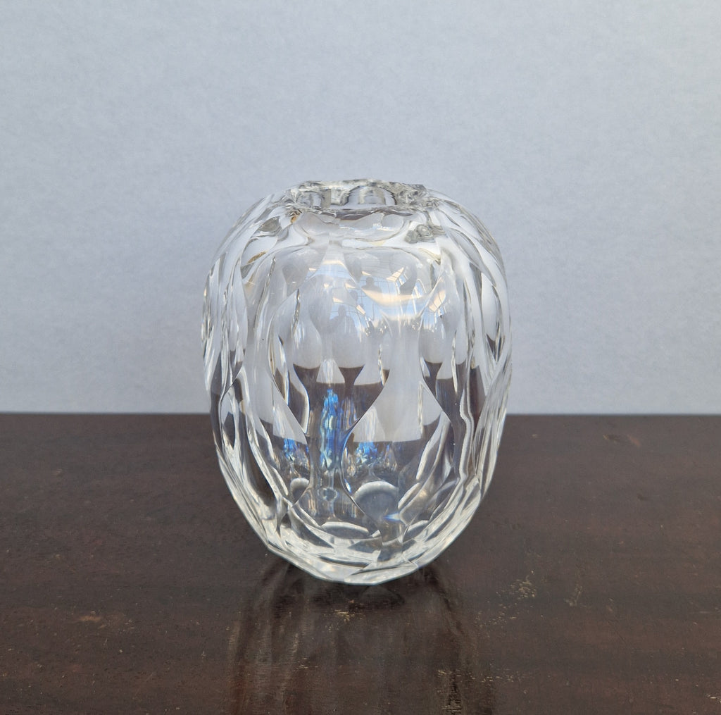 Antique 1930s Orrefors Sweden Sven Palmqvist Optic Cut Crystal Vase 1730/7 Art Deco