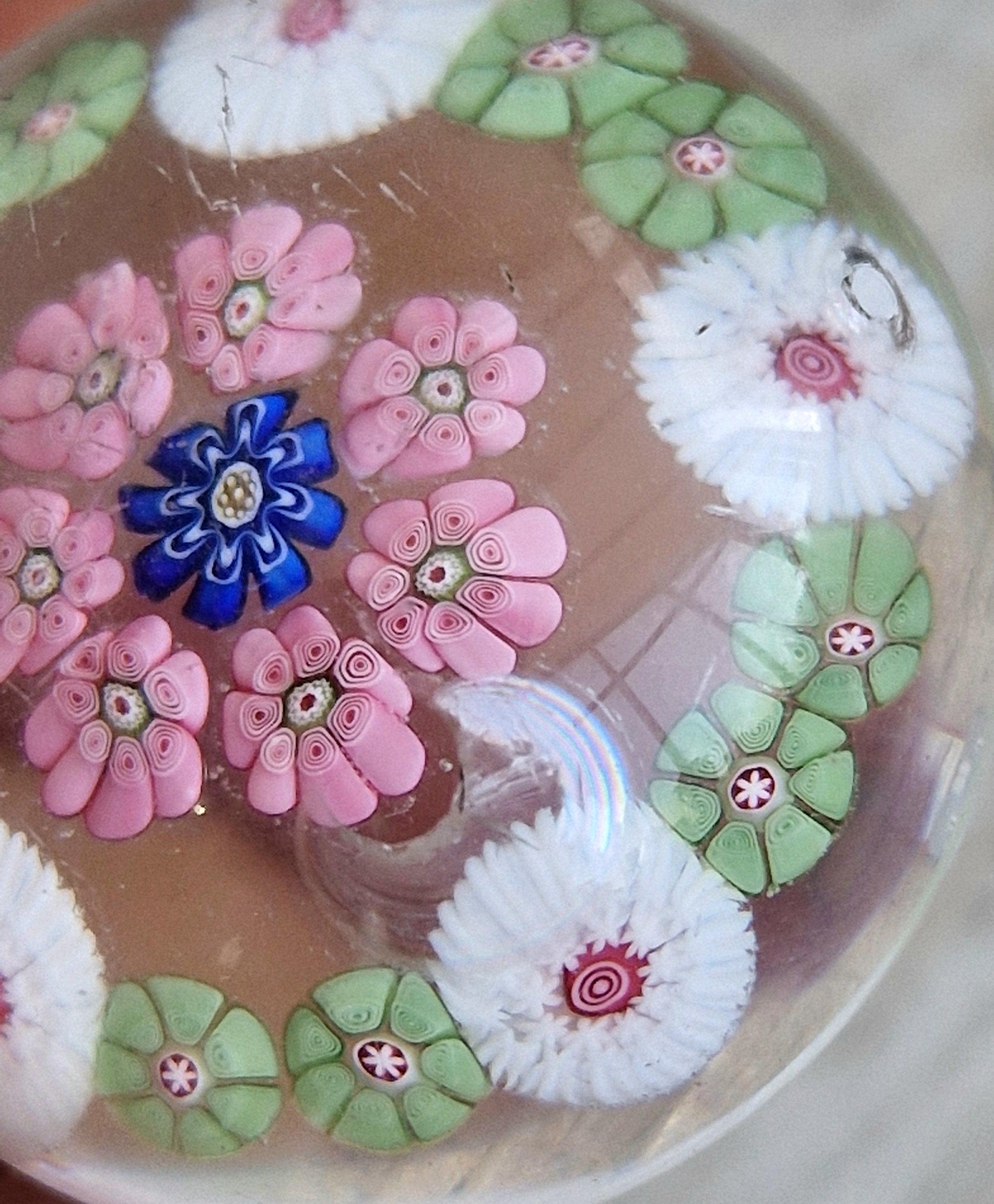 Antique Clichy Miniature Spaced Millefiori Glass Paperweight – c.1850 – 4.6cm Bruised
