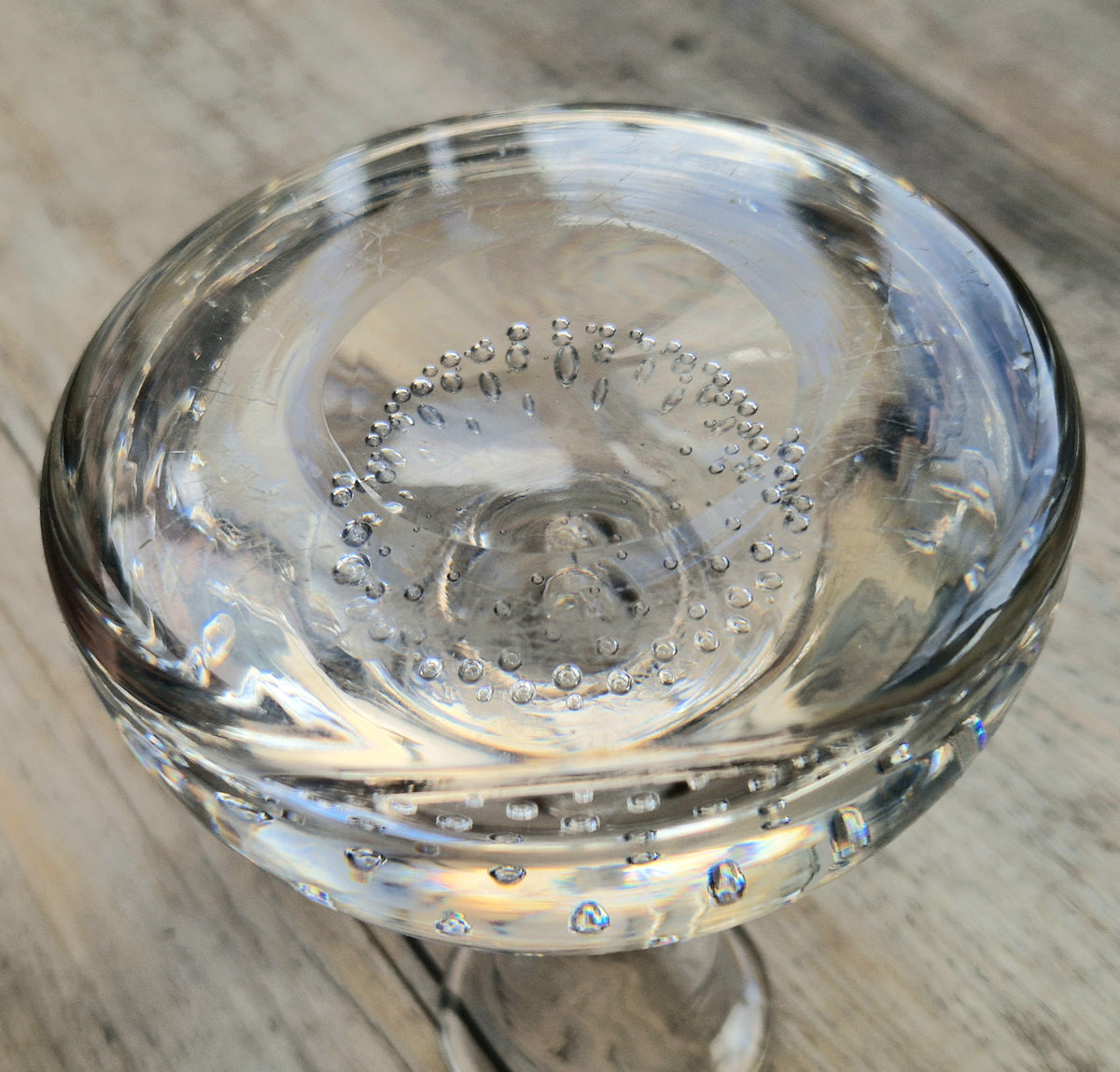 Rare Whitefriars 1940s Clear Controlled Bubble Candlestick 9318 William Wilson