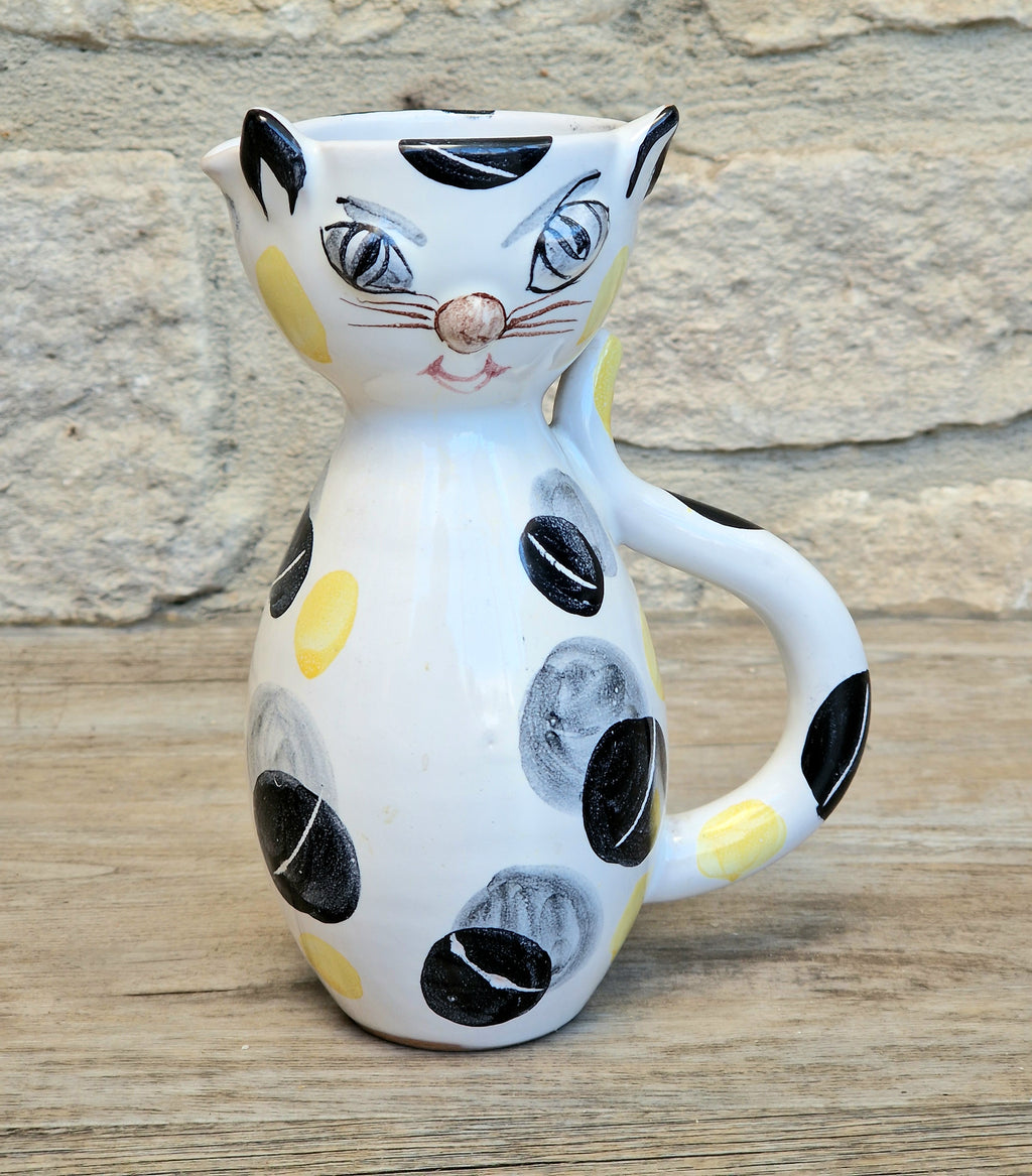 Vintage Italian Ceramic Handpainted Cat Jug 15.5cm